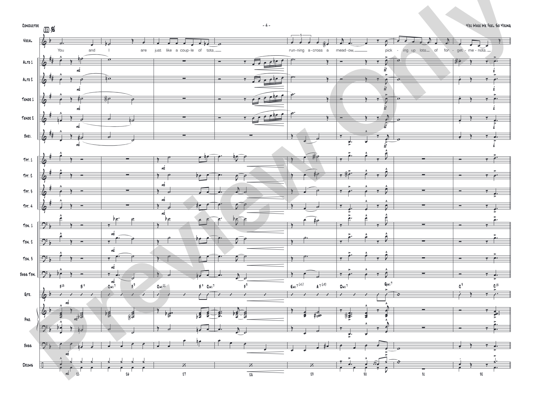 You Make Me Feel So Young: Vocal Solo with Jazz Ensemble Conductor Score & Parts