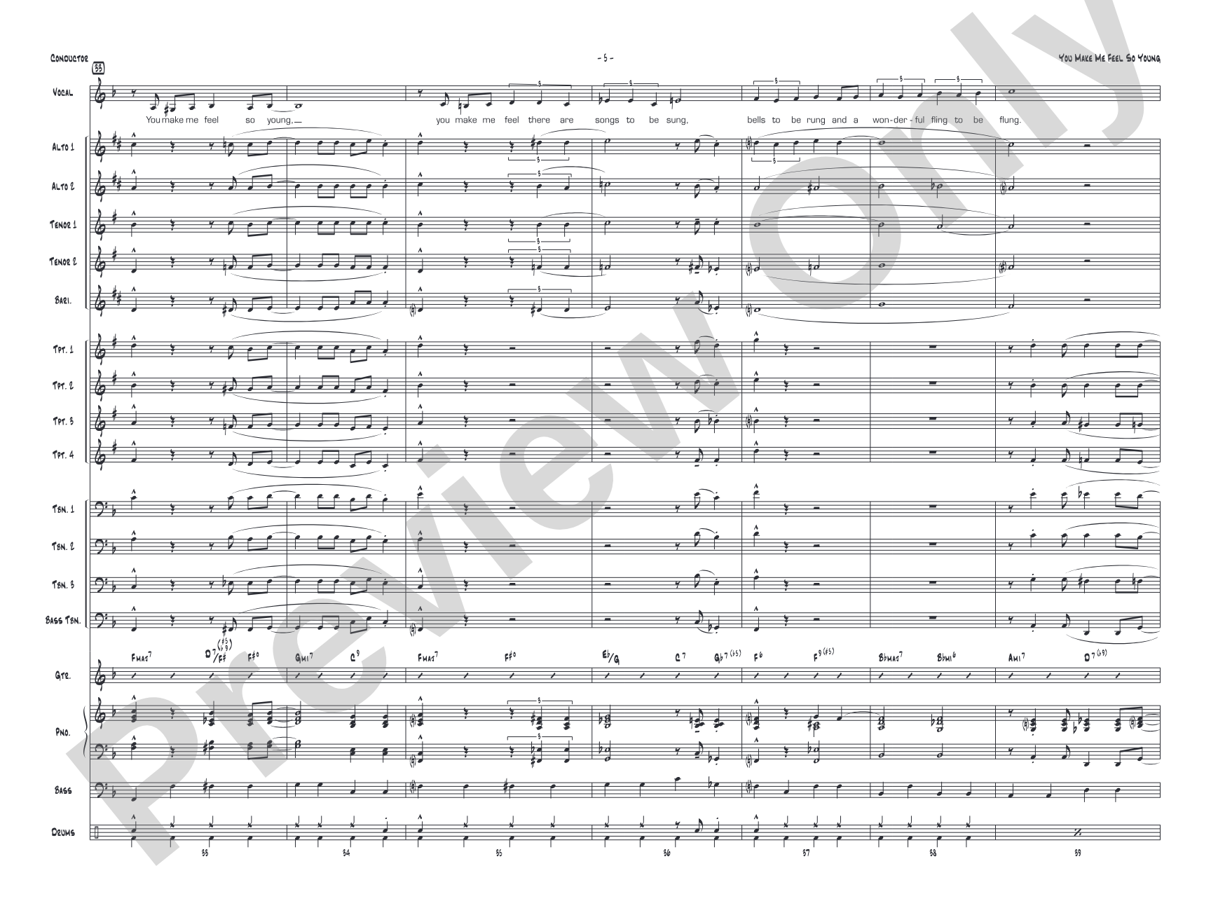 You Make Me Feel So Young: Vocal Solo with Jazz Ensemble Conductor Score & Parts