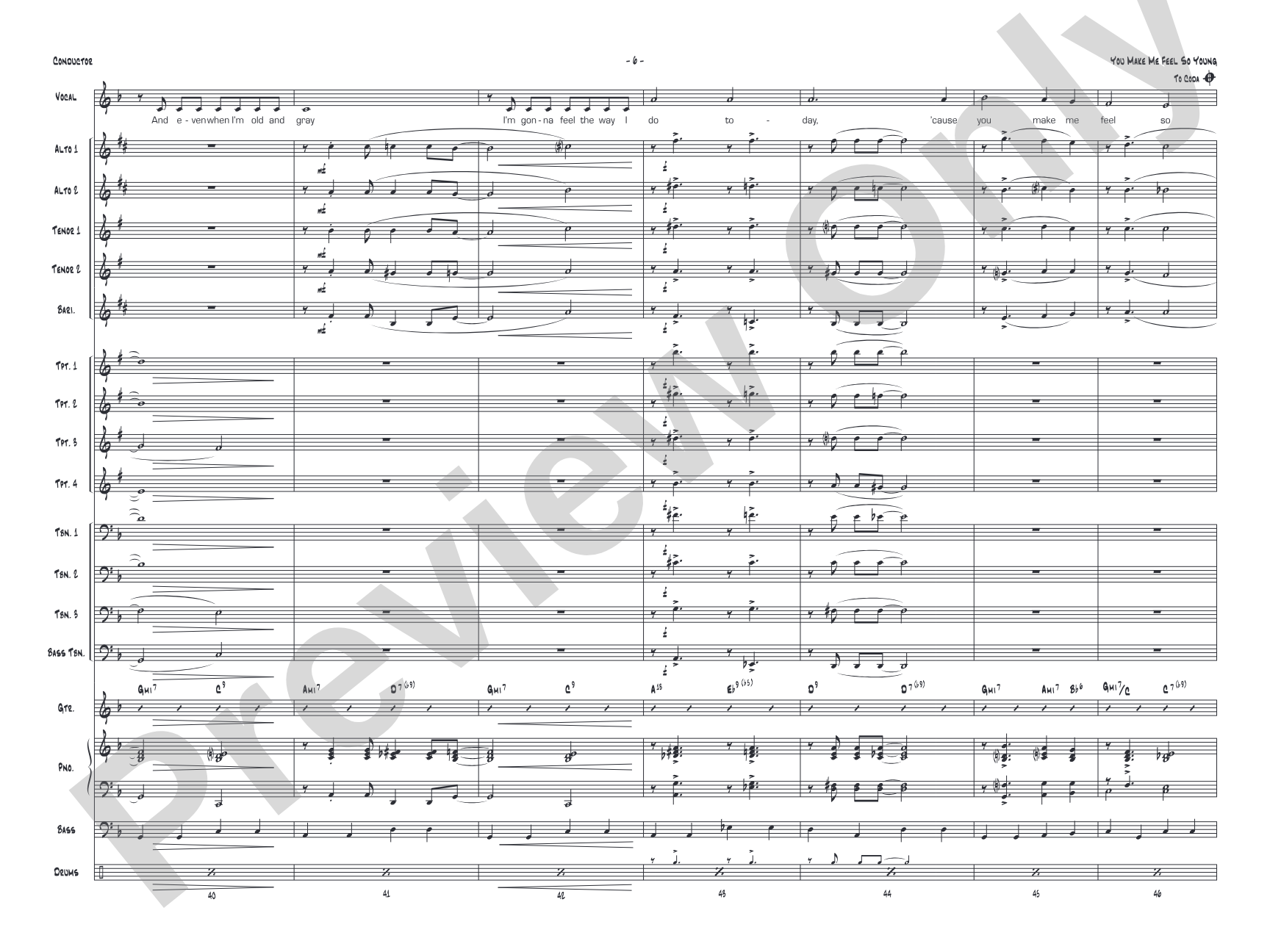 You Make Me Feel So Young: Vocal Solo with Jazz Ensemble Conductor Score & Parts