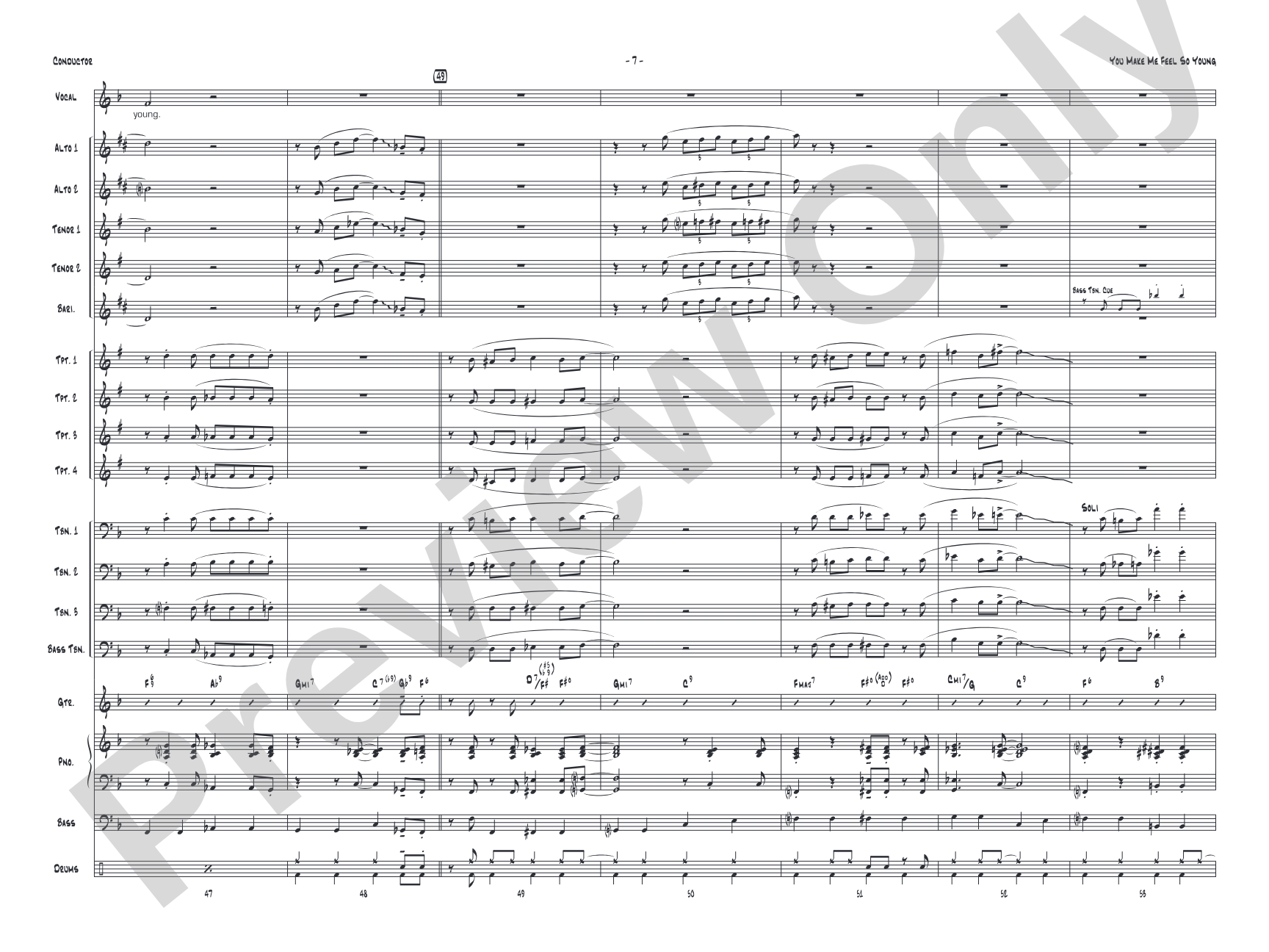 You Make Me Feel So Young: Vocal Solo with Jazz Ensemble Conductor Score & Parts