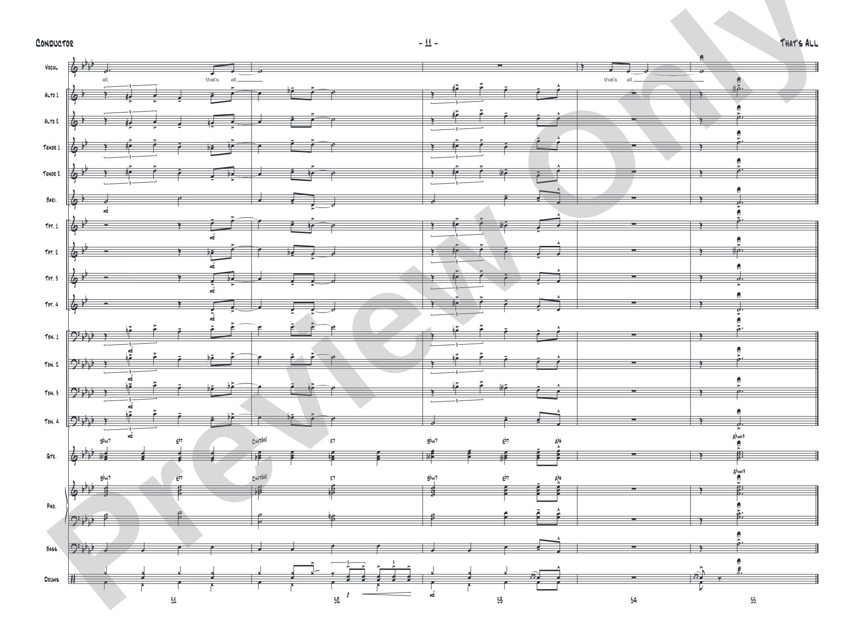 That's All: Vocal Solo with Jazz Ensemble Conductor Score & Parts