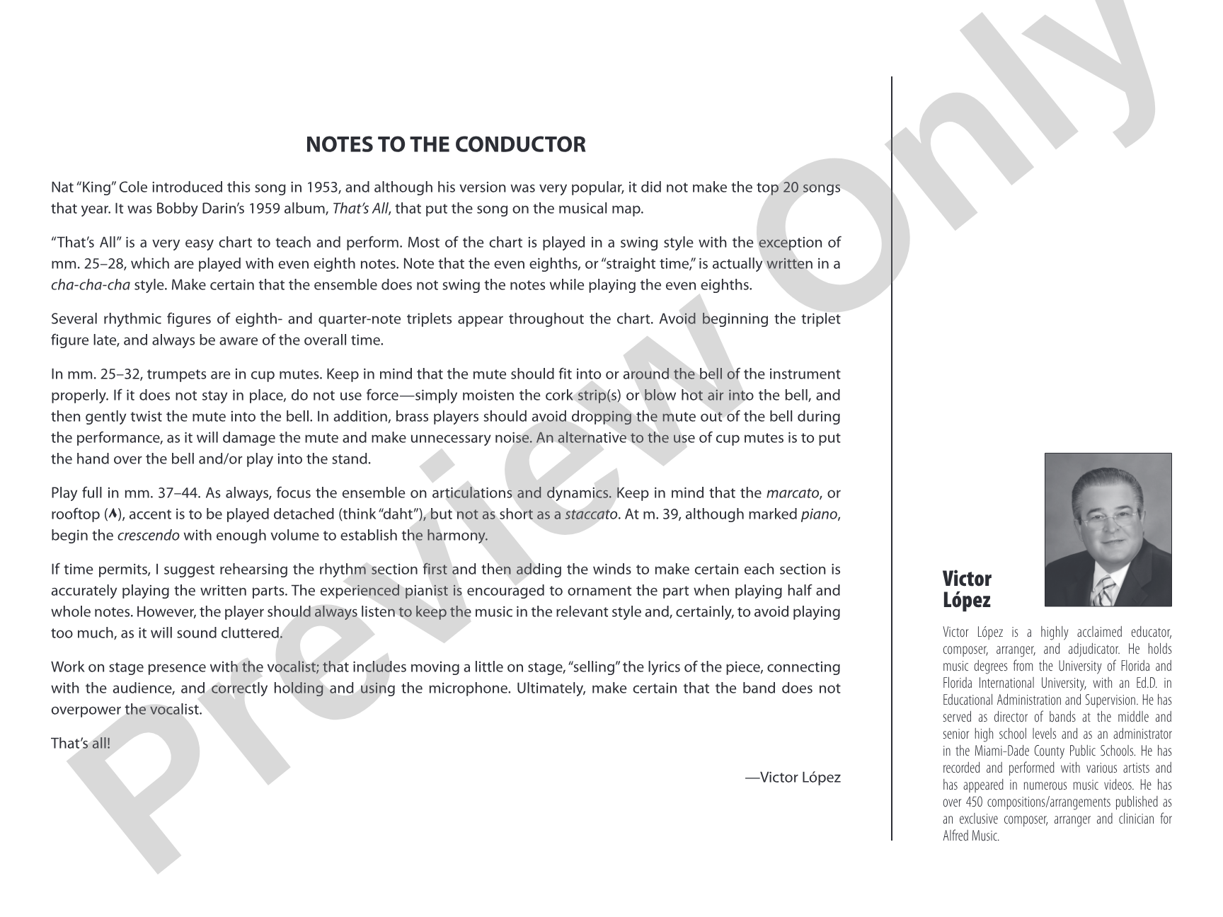 That's All: Vocal Solo with Jazz Ensemble Conductor Score & Parts