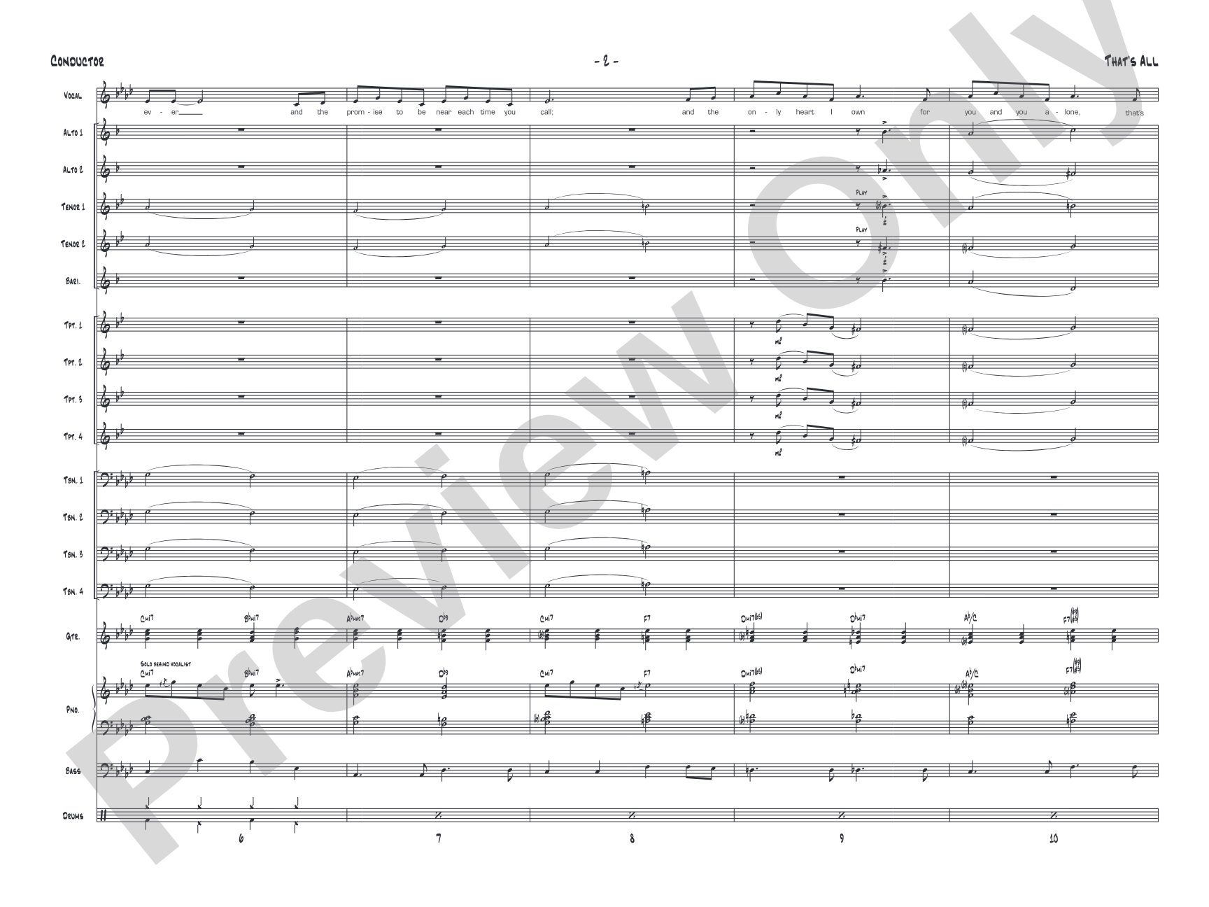 That's All: Vocal Solo with Jazz Ensemble Conductor Score & Parts