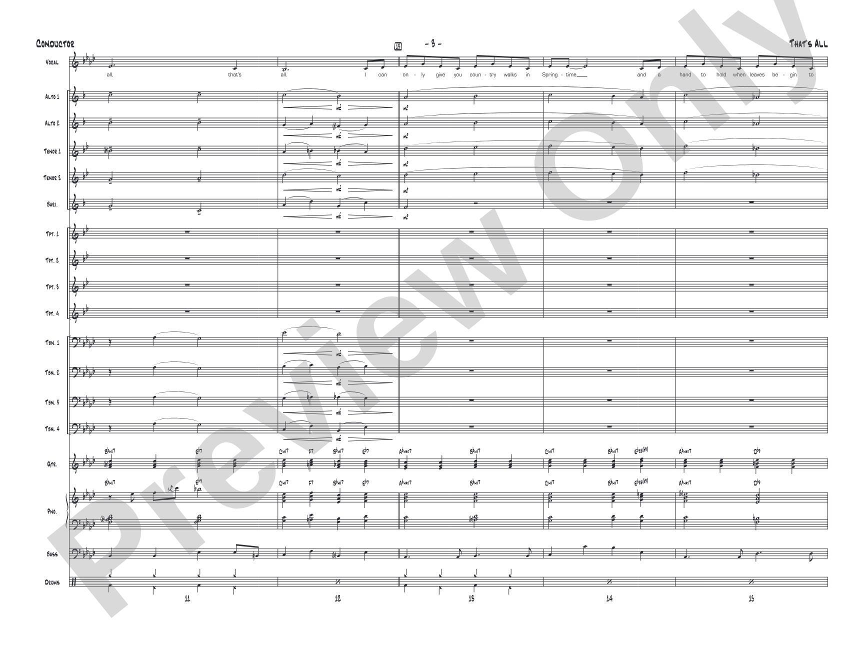 That's All: Vocal Solo with Jazz Ensemble Conductor Score & Parts