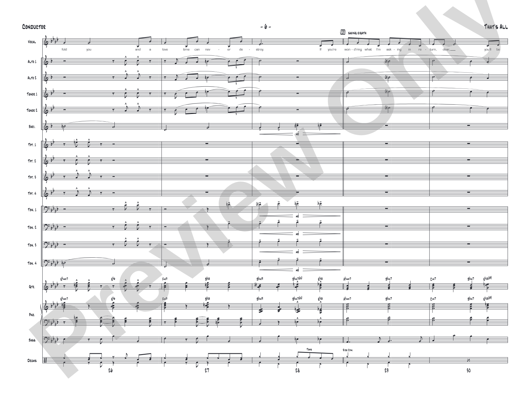 That's All: Vocal Solo with Jazz Ensemble Conductor Score & Parts