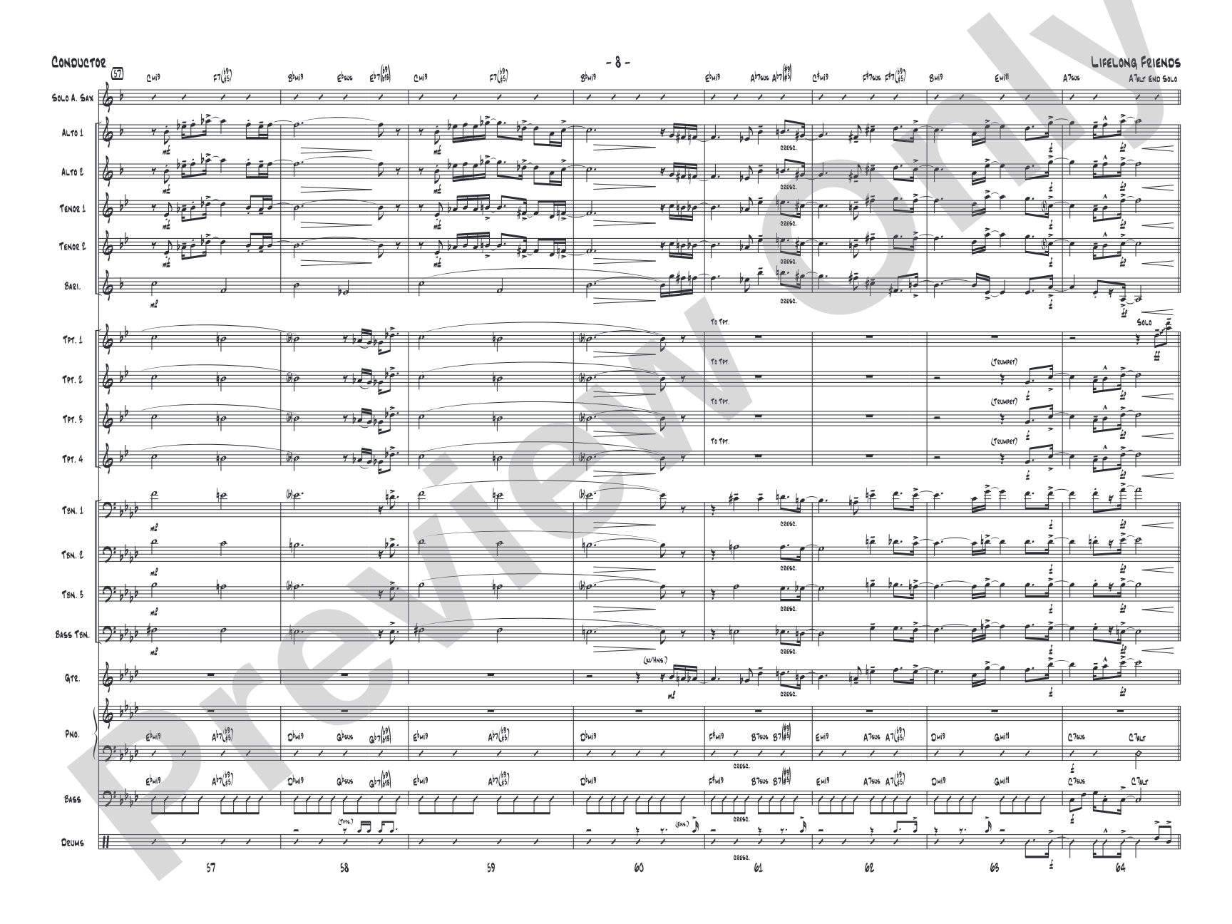 Lifelong Friends: Jazz Ensemble Conductor Score & Parts