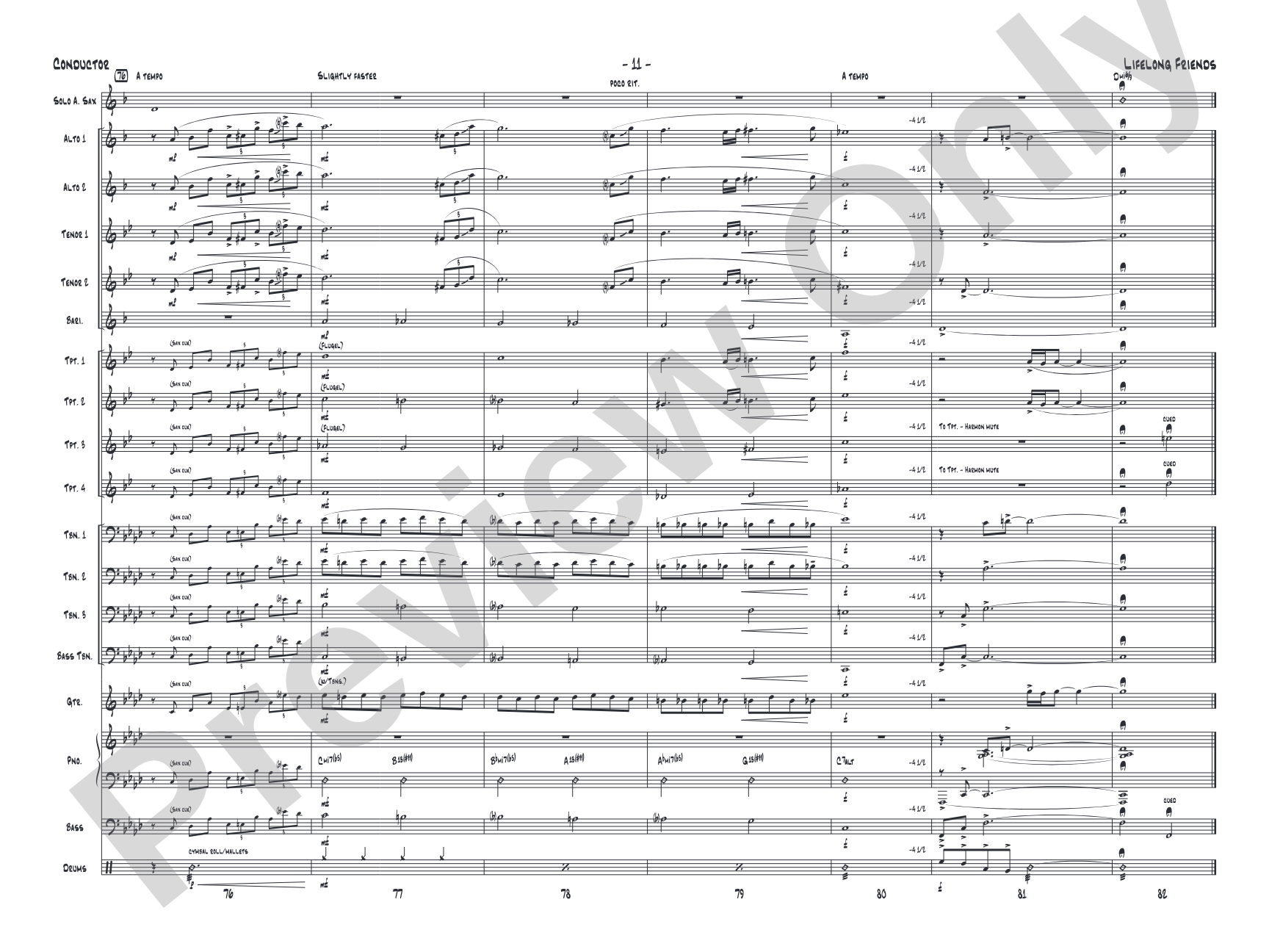 Lifelong Friends: Jazz Ensemble Conductor Score & Parts