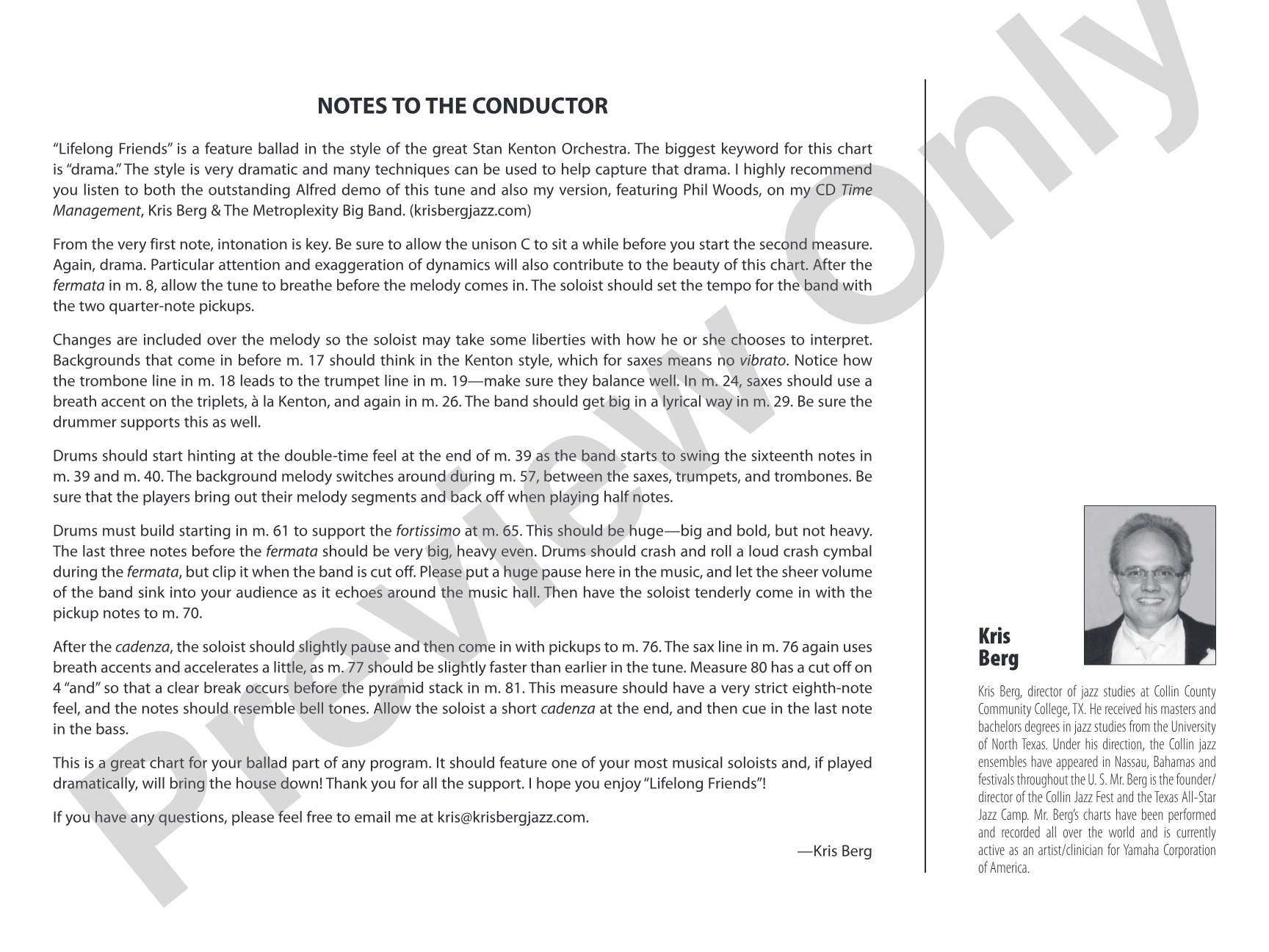 Lifelong Friends: Jazz Ensemble Conductor Score & Parts