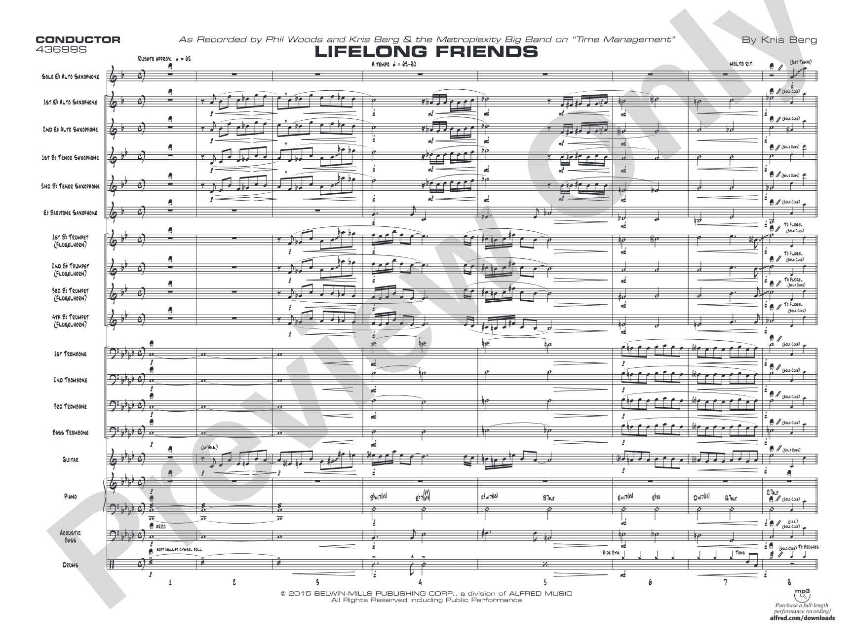 Lifelong Friends: Jazz Ensemble Conductor Score & Parts