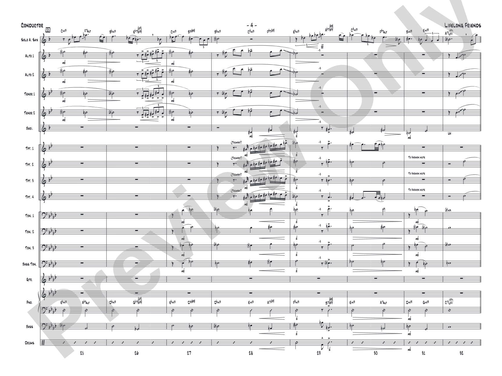 Lifelong Friends: Jazz Ensemble Conductor Score & Parts