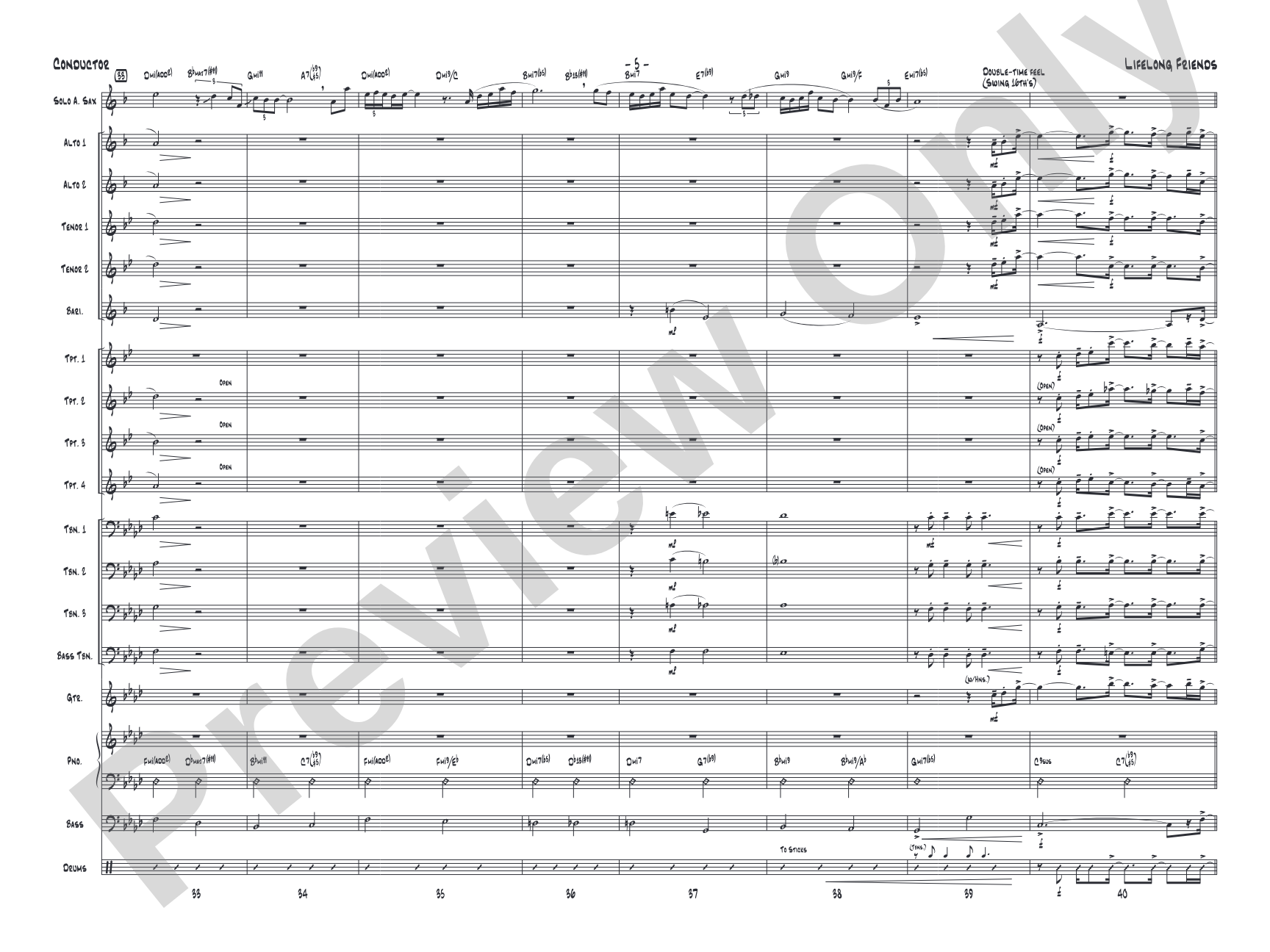 Lifelong Friends: Jazz Ensemble Conductor Score & Parts