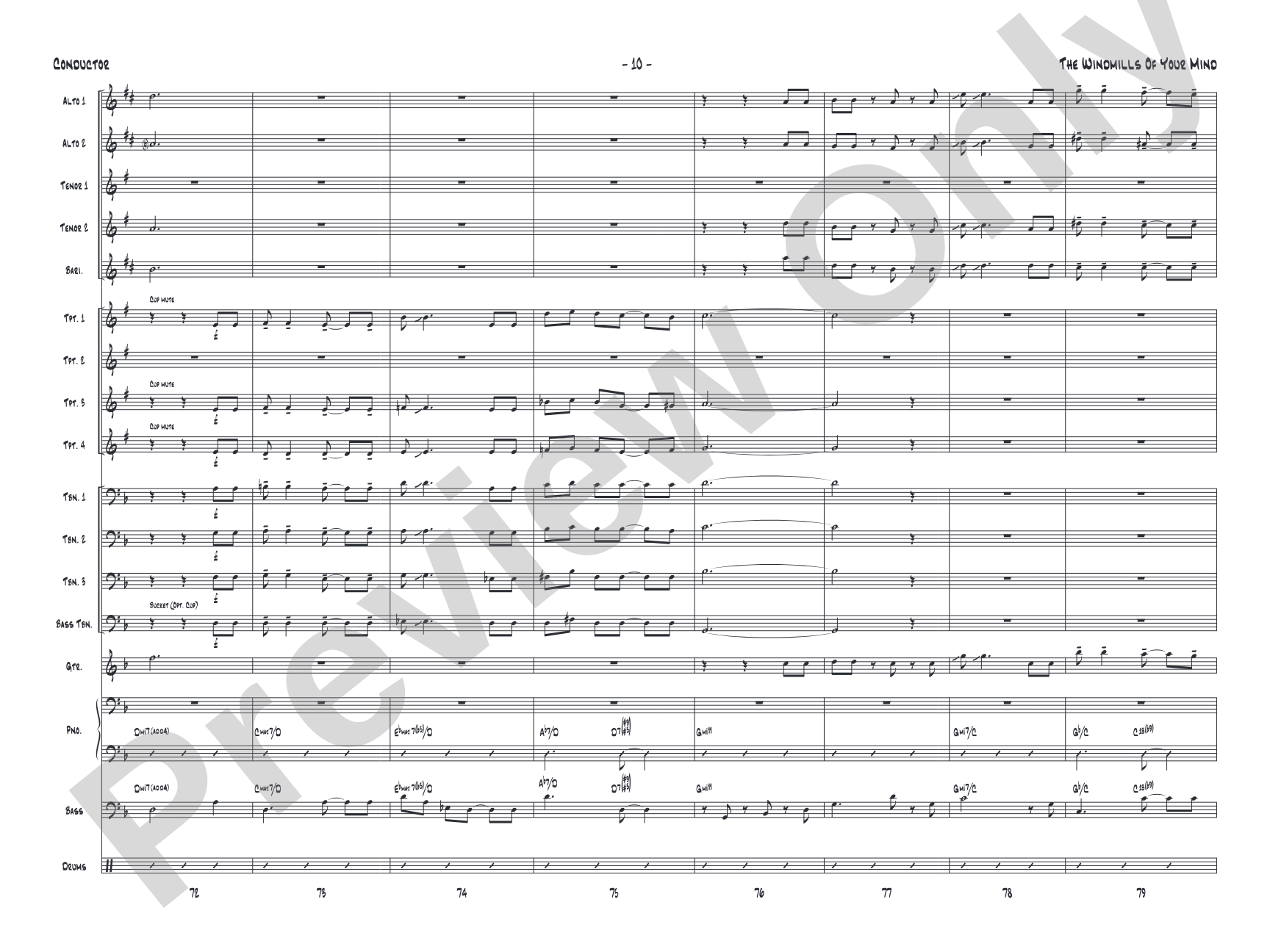 The Windmills of Your Mind: Jazz Ensemble Conductor Score & Parts