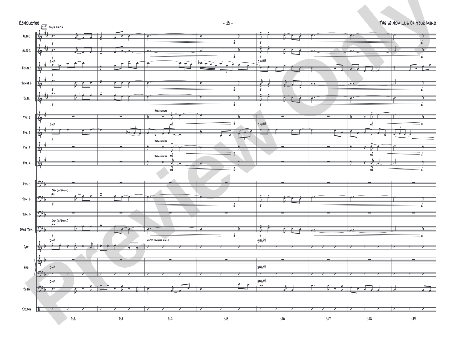 The Windmills of Your Mind: Jazz Ensemble Conductor Score & Parts