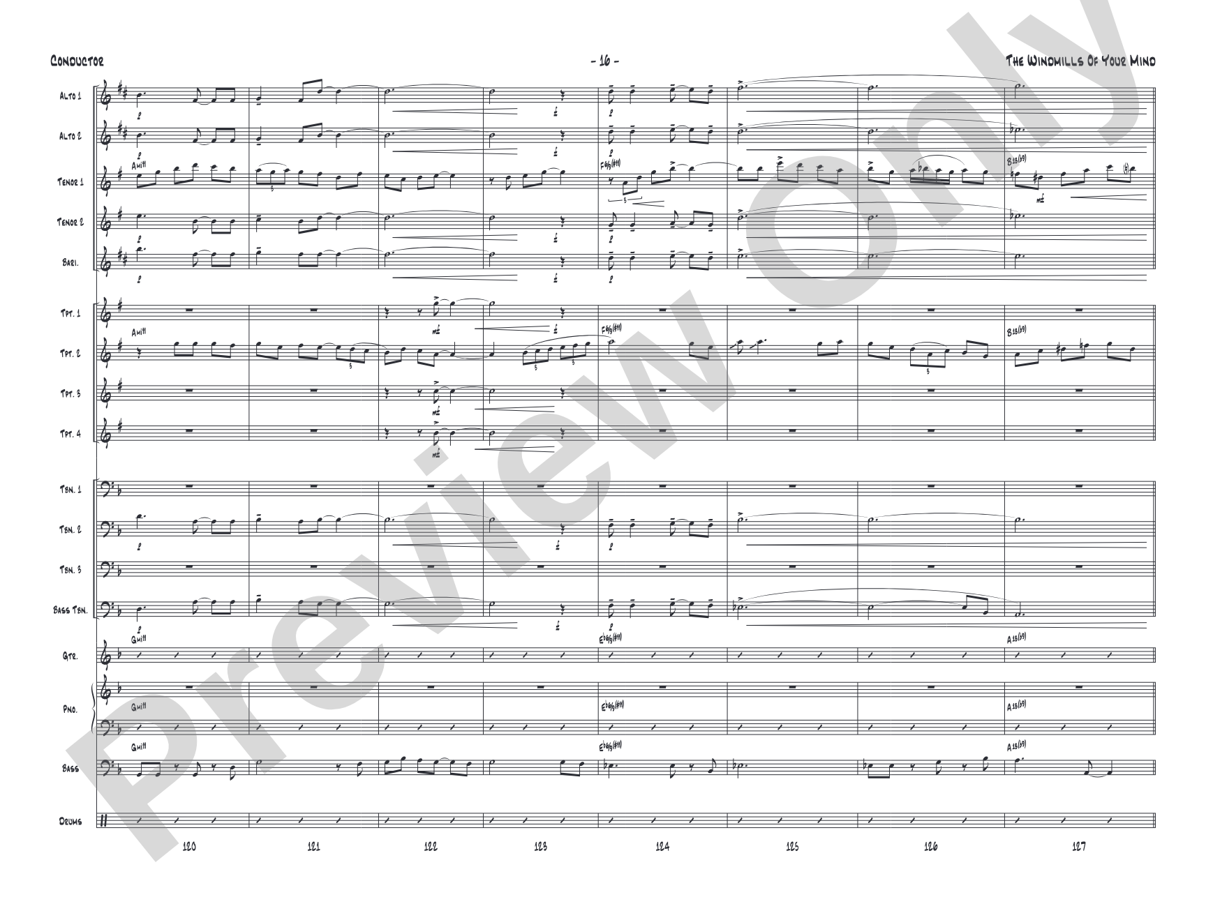 The Windmills of Your Mind: Jazz Ensemble Conductor Score & Parts