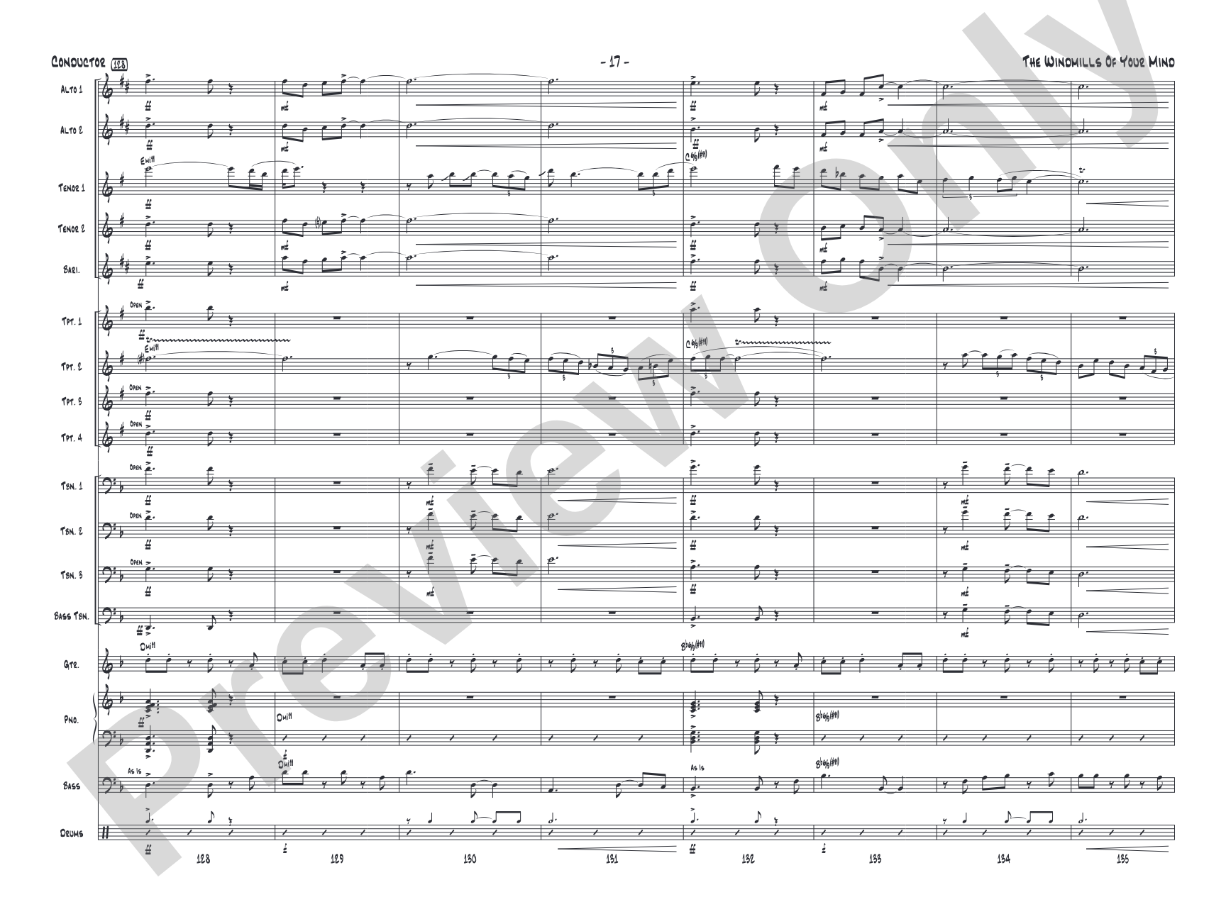 The Windmills of Your Mind: Jazz Ensemble Conductor Score & Parts