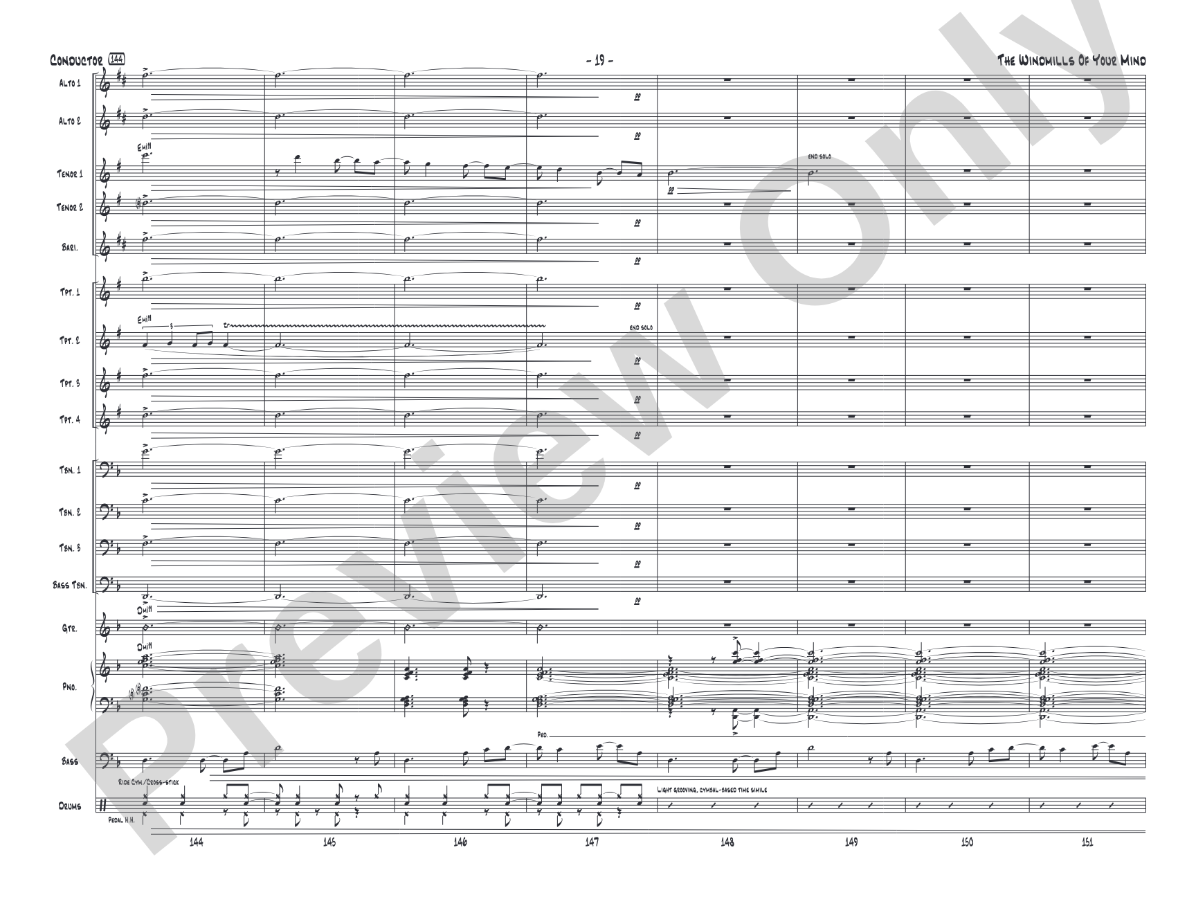 The Windmills of Your Mind: Jazz Ensemble Conductor Score & Parts
