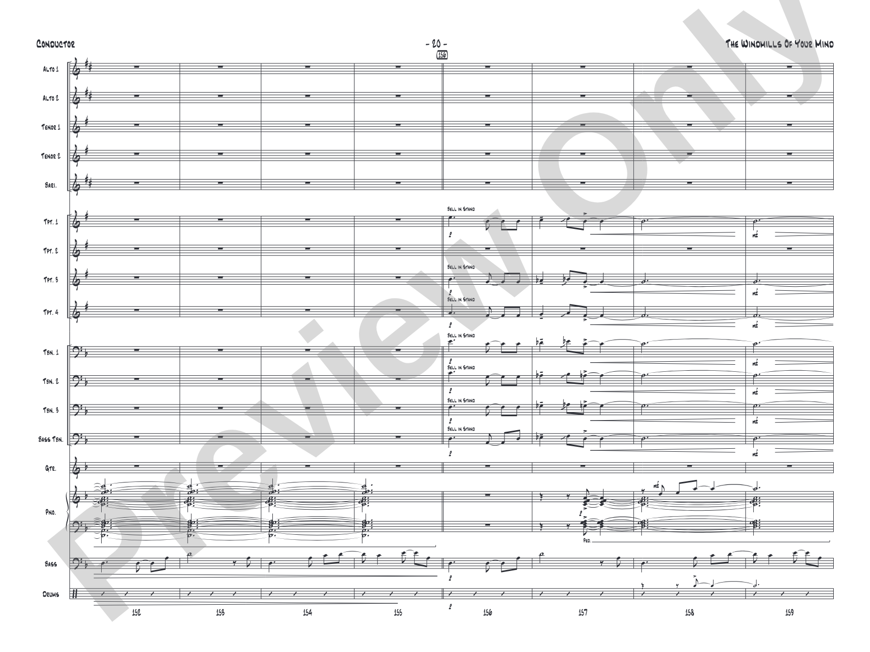 The Windmills of Your Mind: Jazz Ensemble Conductor Score & Parts