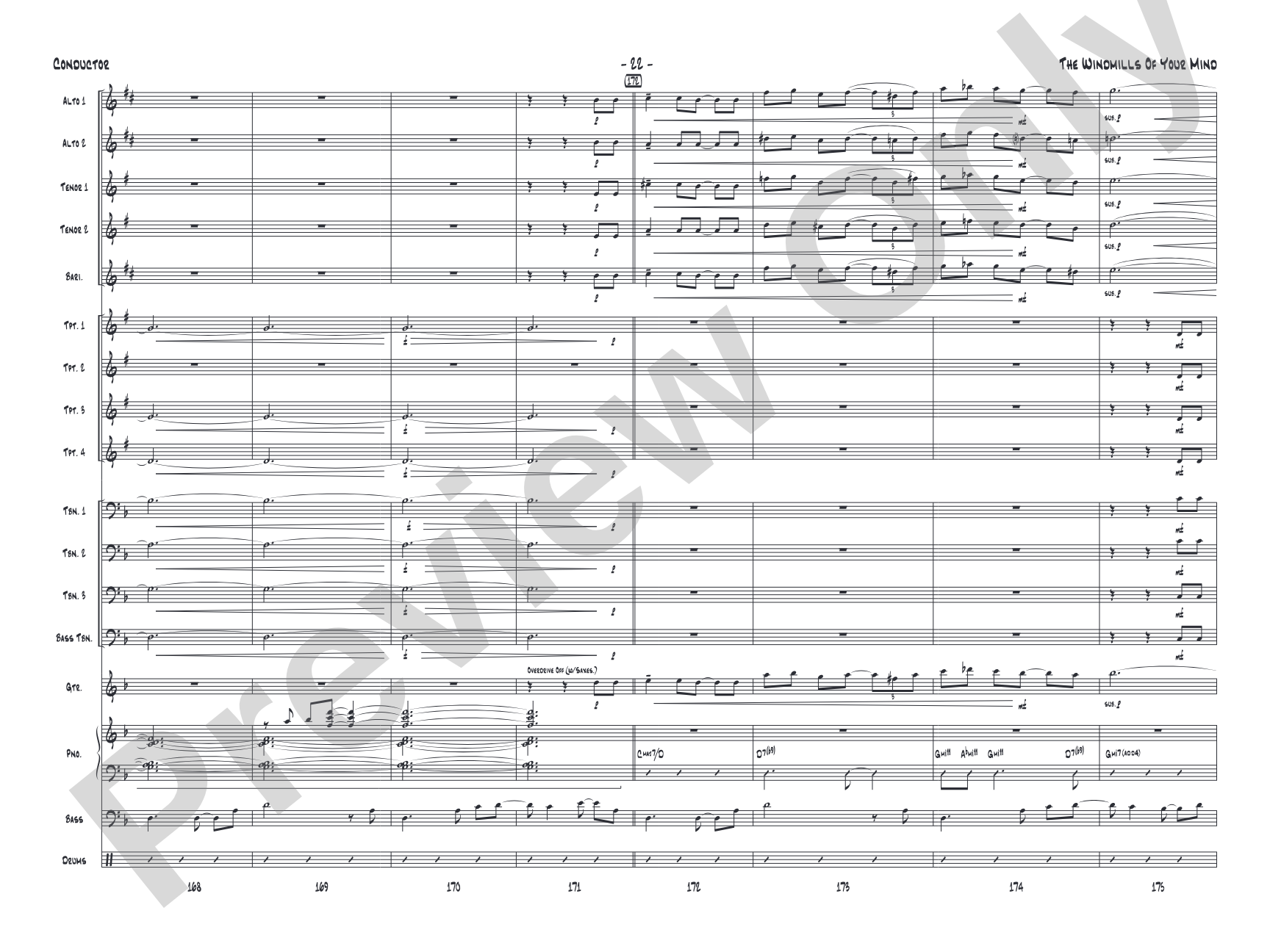 The Windmills of Your Mind: Jazz Ensemble Conductor Score & Parts