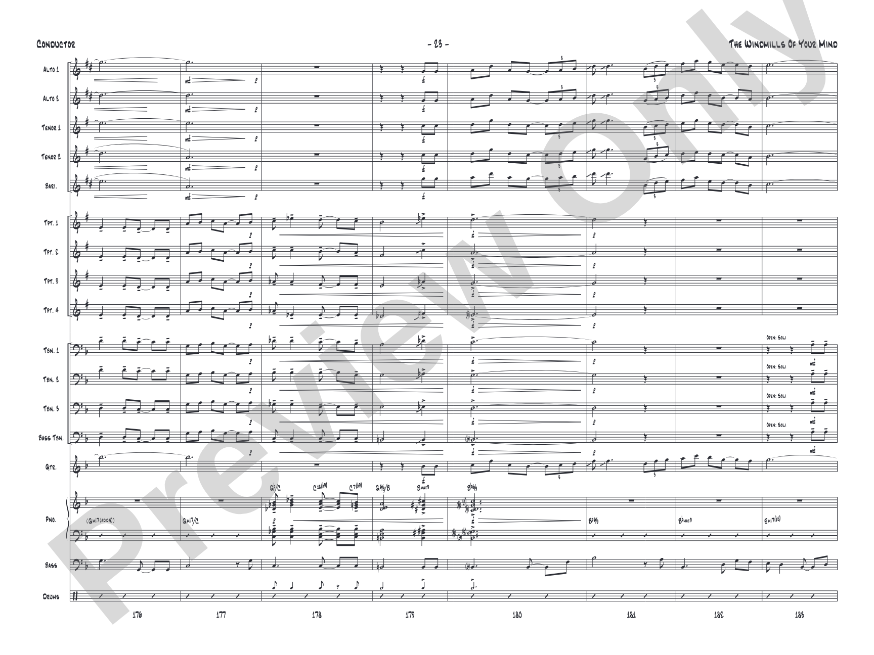 The Windmills of Your Mind: Jazz Ensemble Conductor Score & Parts