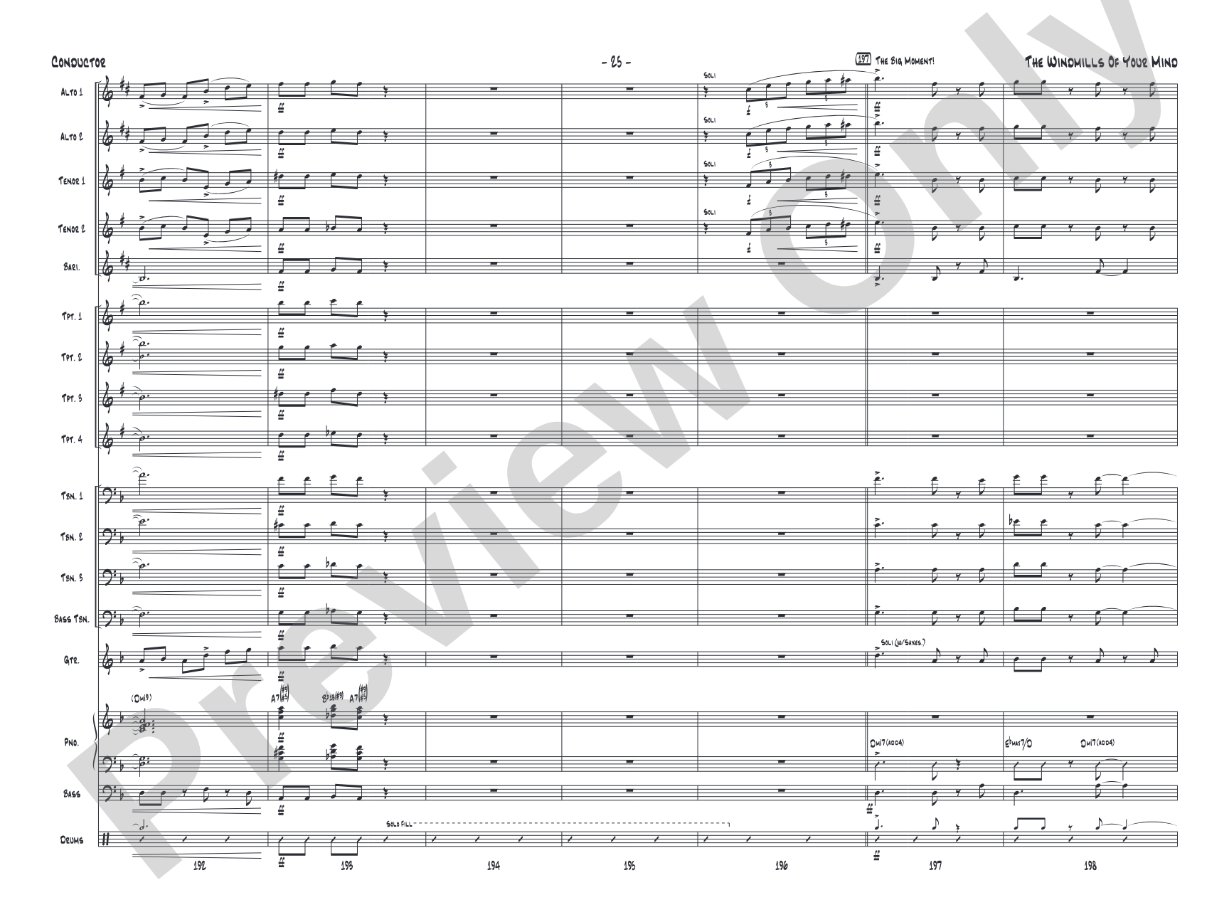The Windmills of Your Mind: Jazz Ensemble Conductor Score & Parts