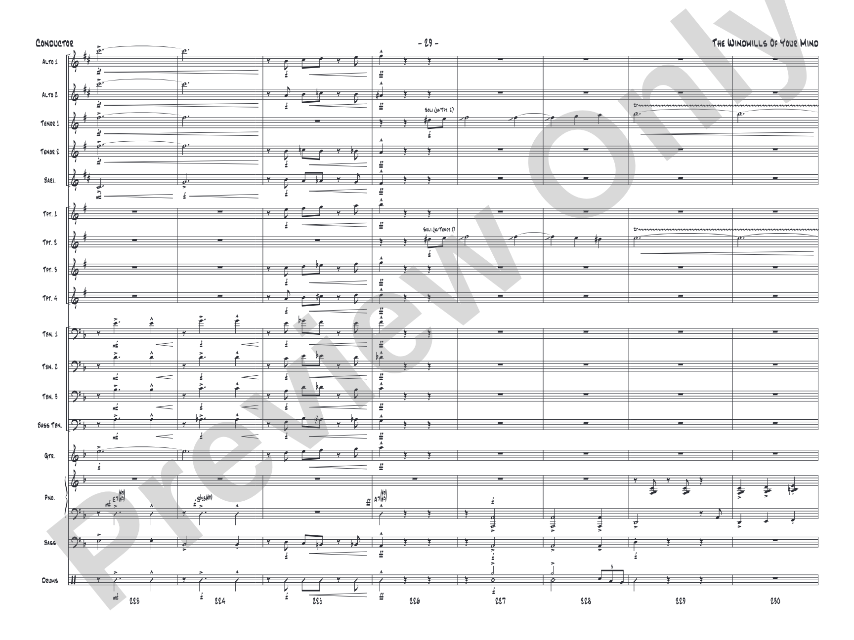 The Windmills of Your Mind: Jazz Ensemble Conductor Score & Parts