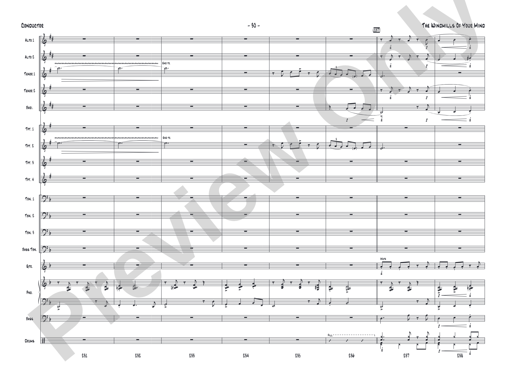 The Windmills of Your Mind: Jazz Ensemble Conductor Score & Parts