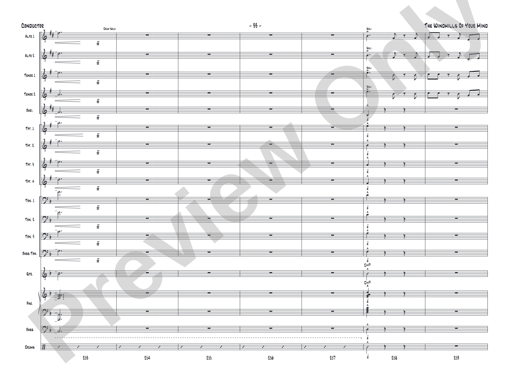 The Windmills of Your Mind: Jazz Ensemble Conductor Score & Parts