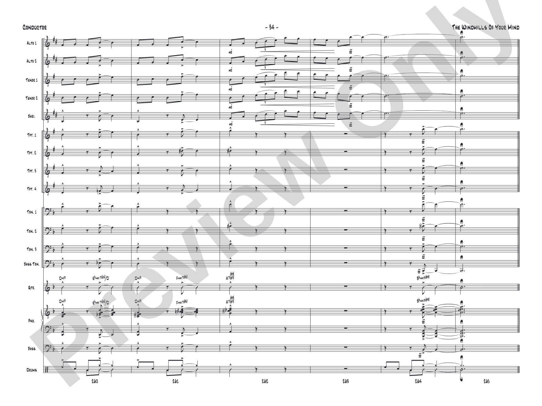The Windmills of Your Mind: Jazz Ensemble Conductor Score & Parts