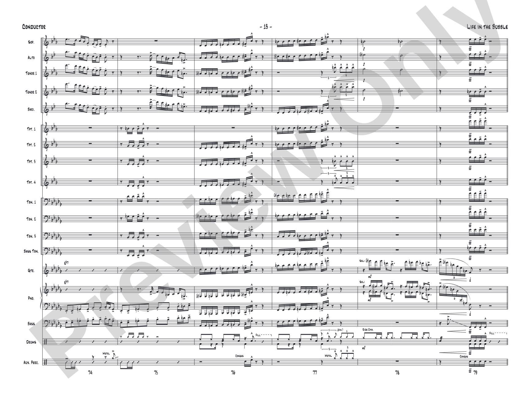 Life in the Bubble: Jazz Ensemble Conductor Score & Parts