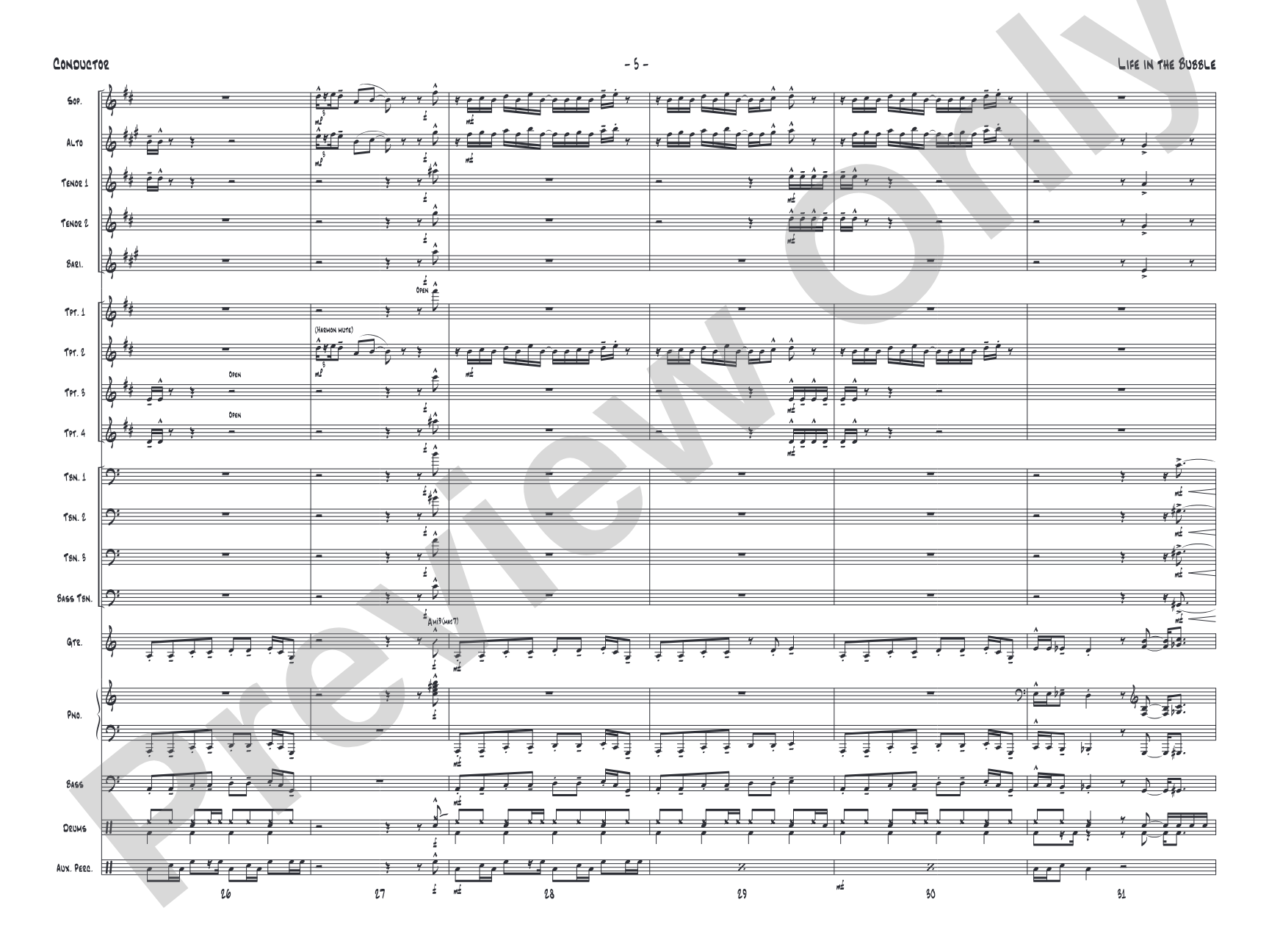 Life in the Bubble: Jazz Ensemble Conductor Score & Parts