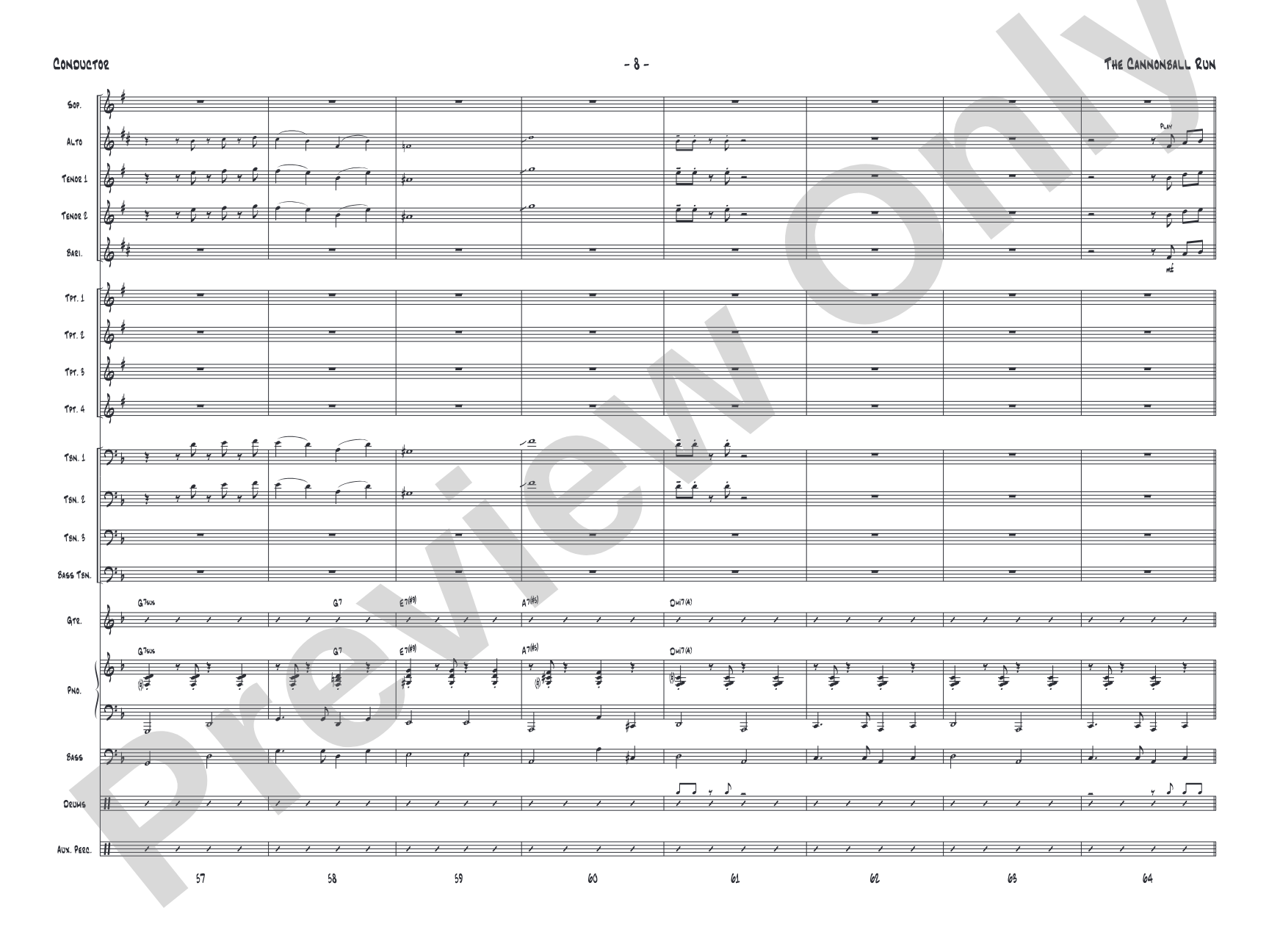 The Cannonball Run: Jazz Ensemble Conductor Score & Parts