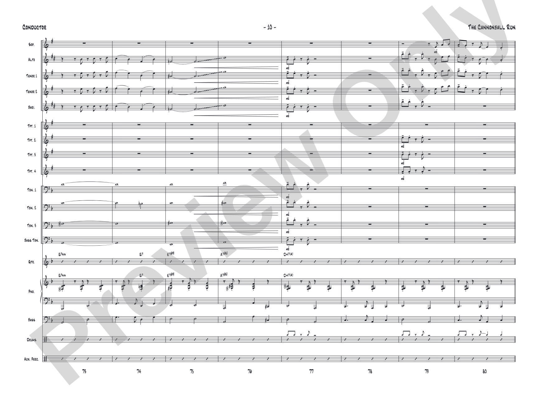 The Cannonball Run: Jazz Ensemble Conductor Score & Parts