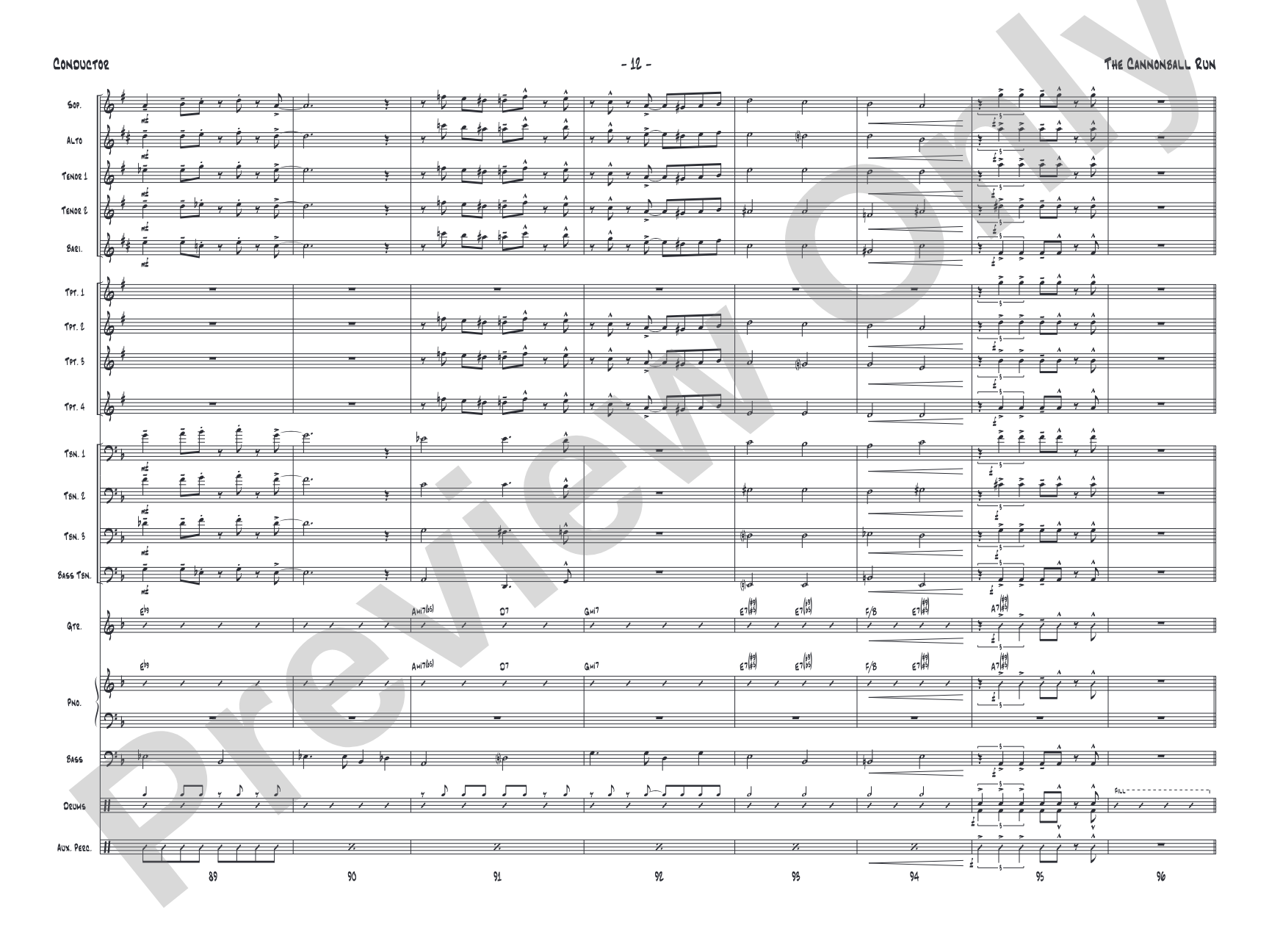 The Cannonball Run: Jazz Ensemble Conductor Score & Parts