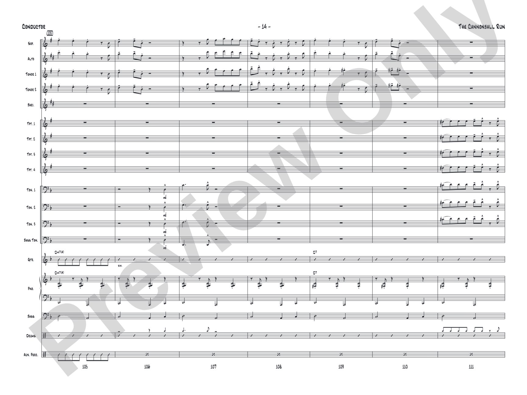 The Cannonball Run: Jazz Ensemble Conductor Score & Parts