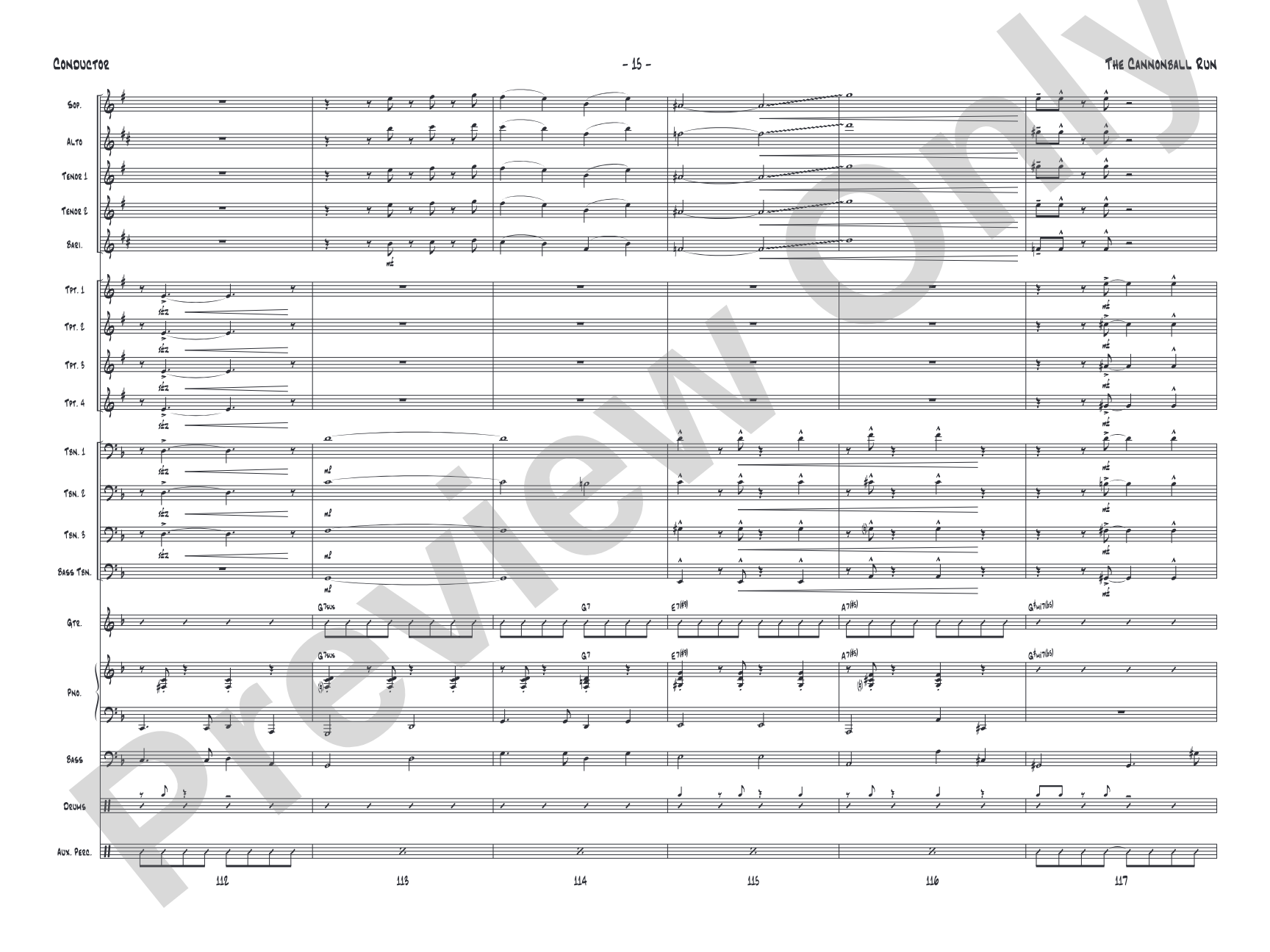 The Cannonball Run: Jazz Ensemble Conductor Score & Parts