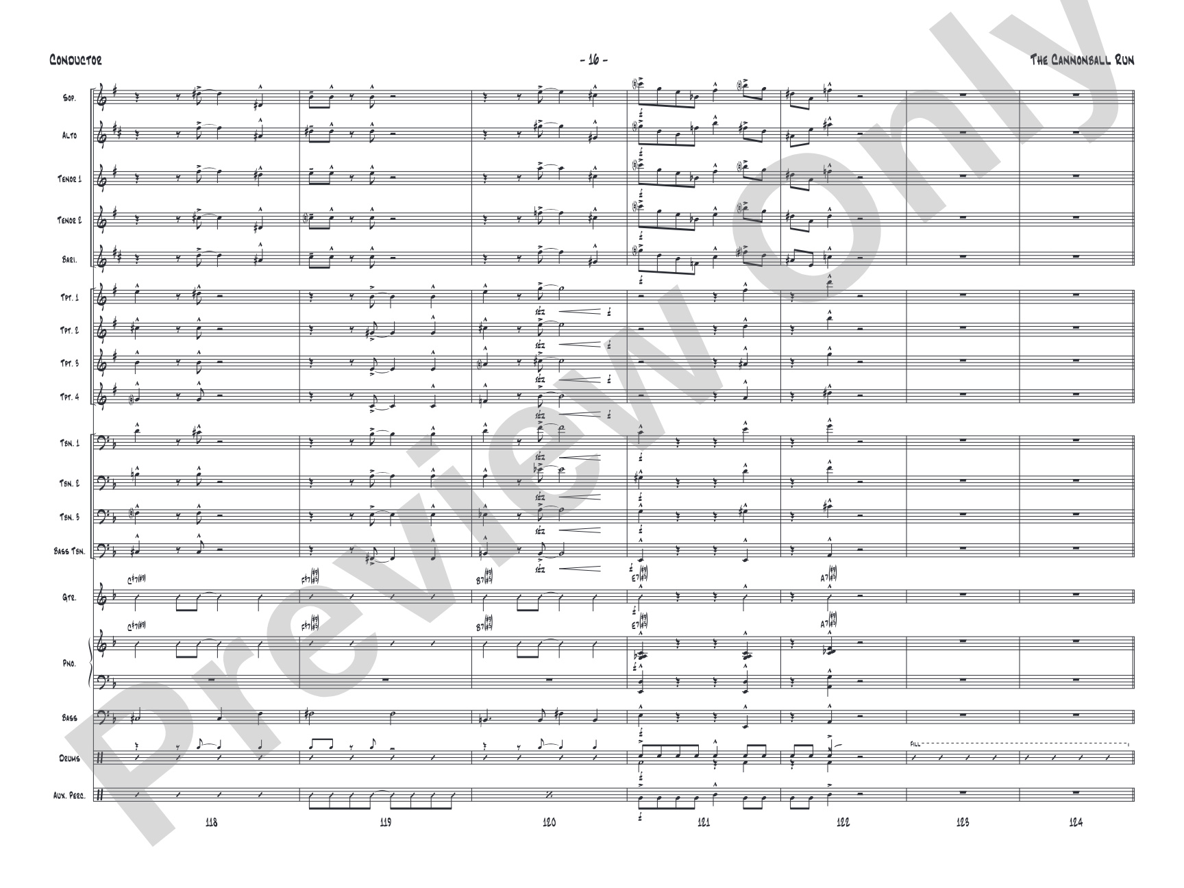 The Cannonball Run: Jazz Ensemble Conductor Score & Parts