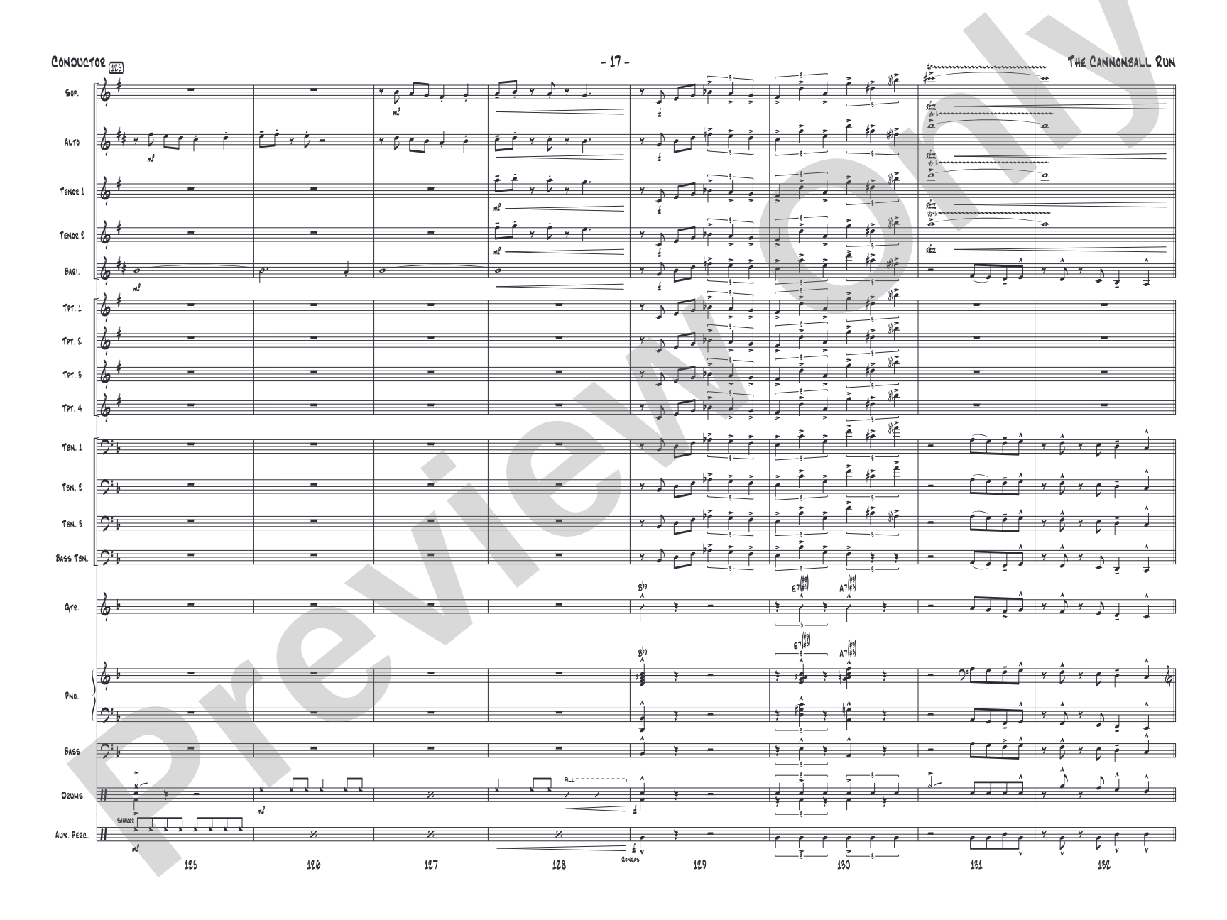The Cannonball Run: Jazz Ensemble Conductor Score & Parts