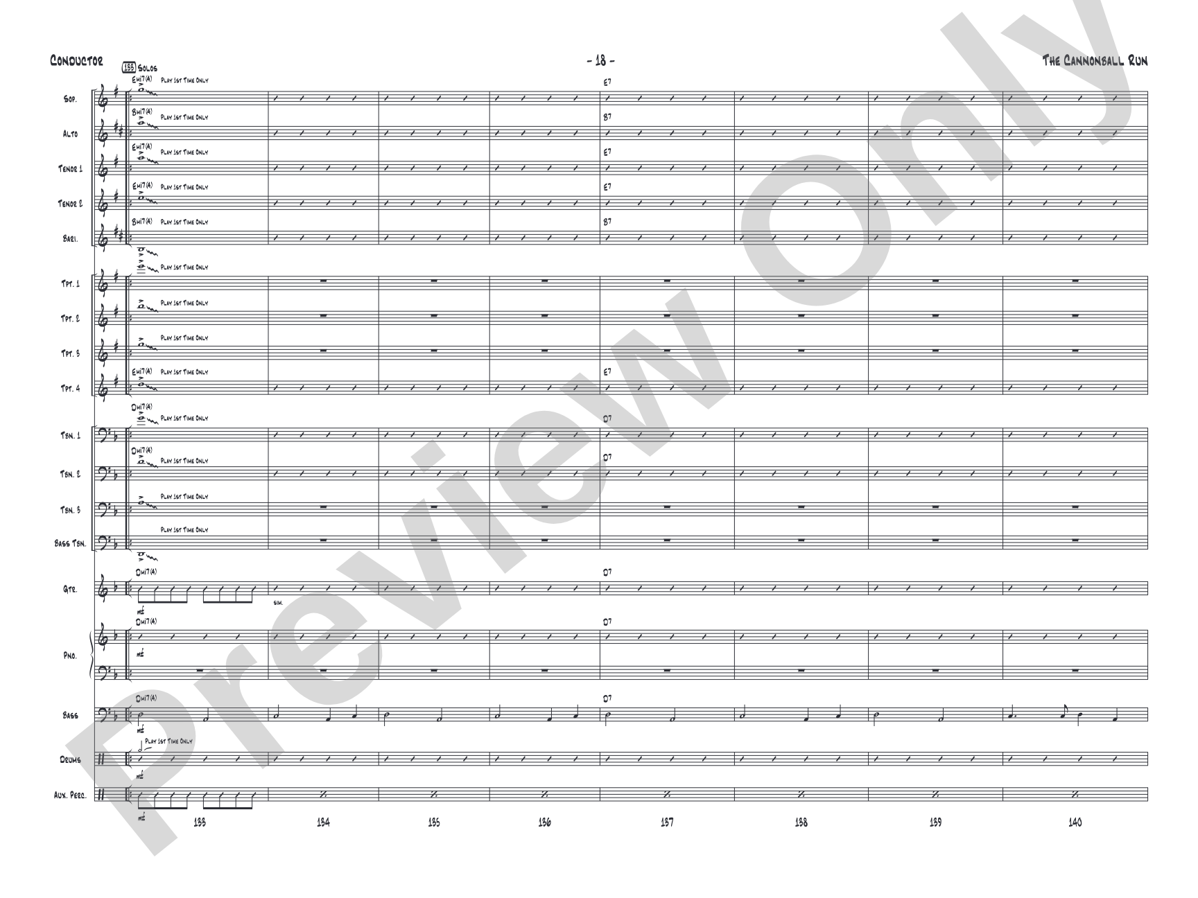 The Cannonball Run: Jazz Ensemble Conductor Score & Parts