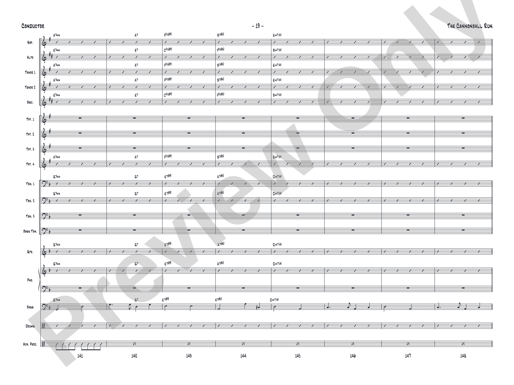 The Cannonball Run: Jazz Ensemble Conductor Score & Parts