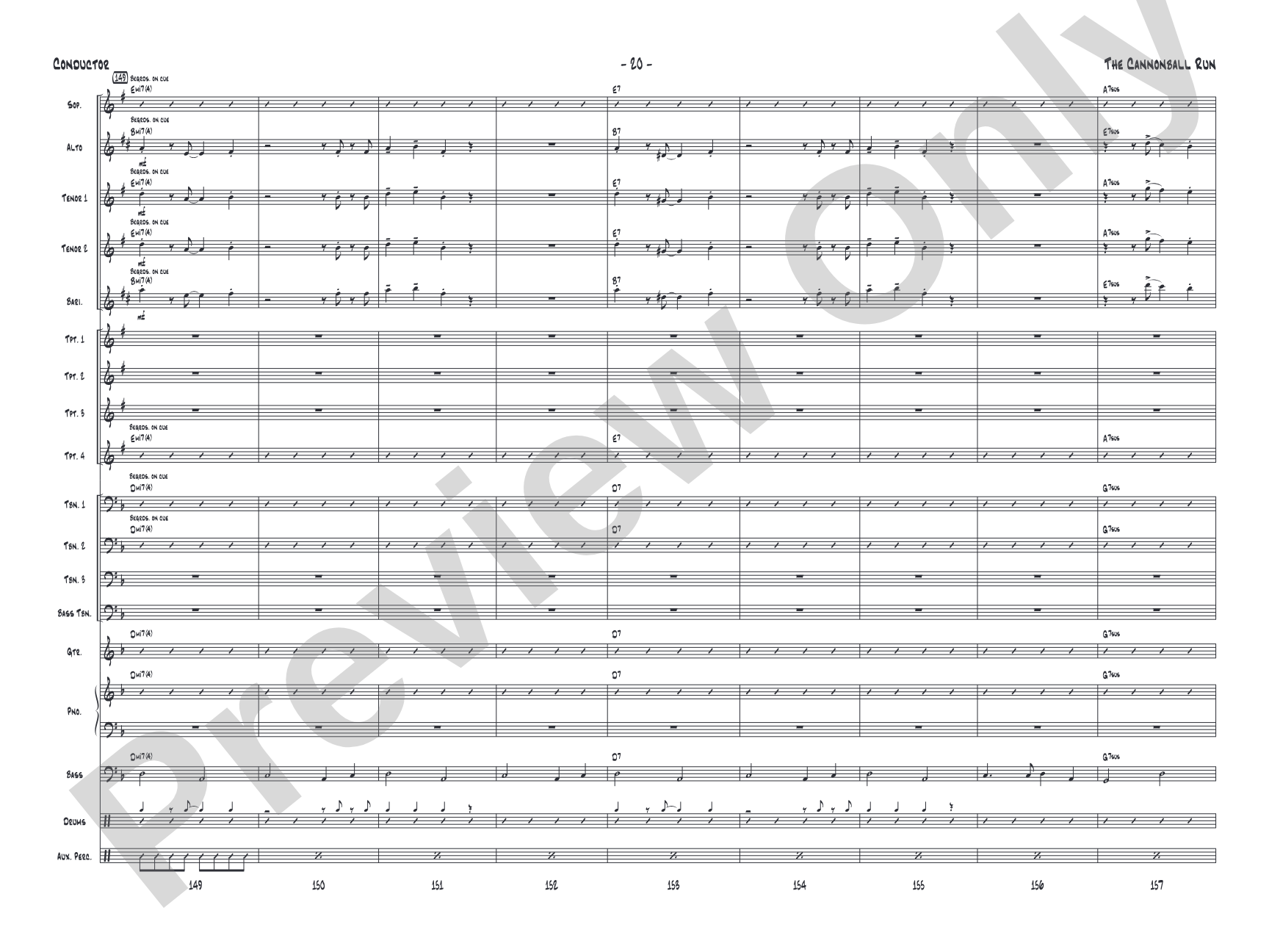 The Cannonball Run: Jazz Ensemble Conductor Score & Parts