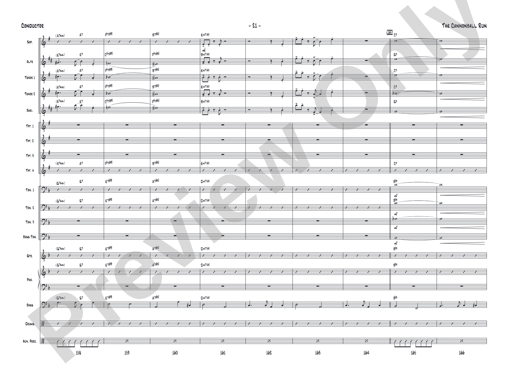 The Cannonball Run: Jazz Ensemble Conductor Score & Parts