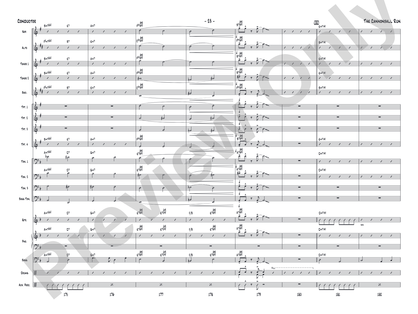 The Cannonball Run: Jazz Ensemble Conductor Score & Parts