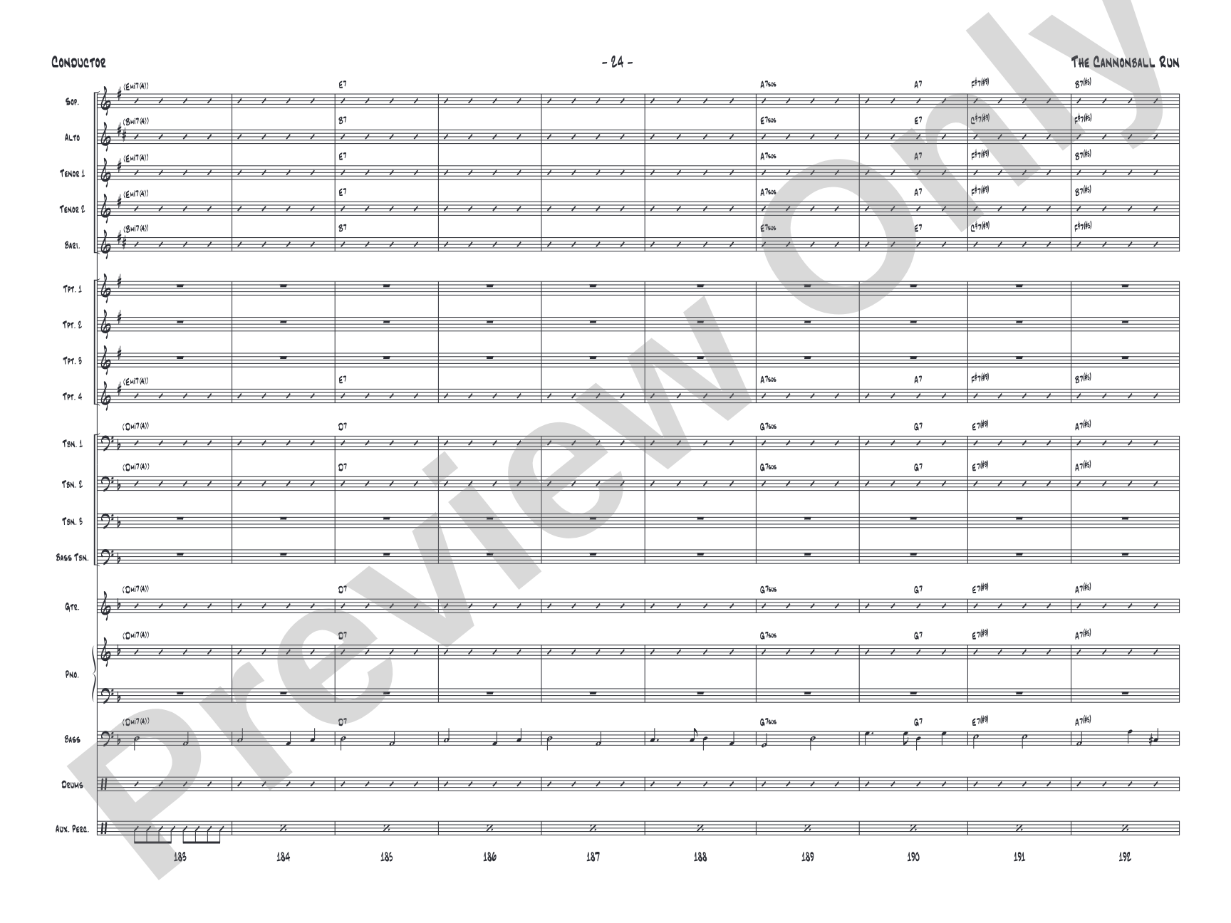 The Cannonball Run: Jazz Ensemble Conductor Score & Parts