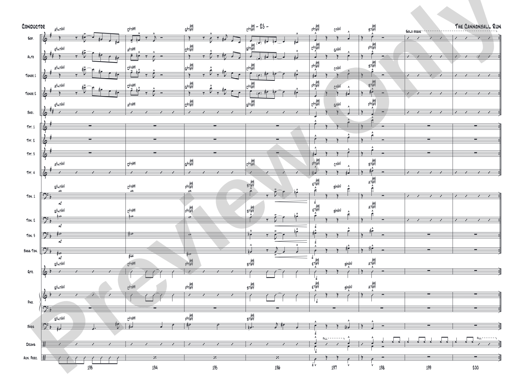 The Cannonball Run: Jazz Ensemble Conductor Score & Parts
