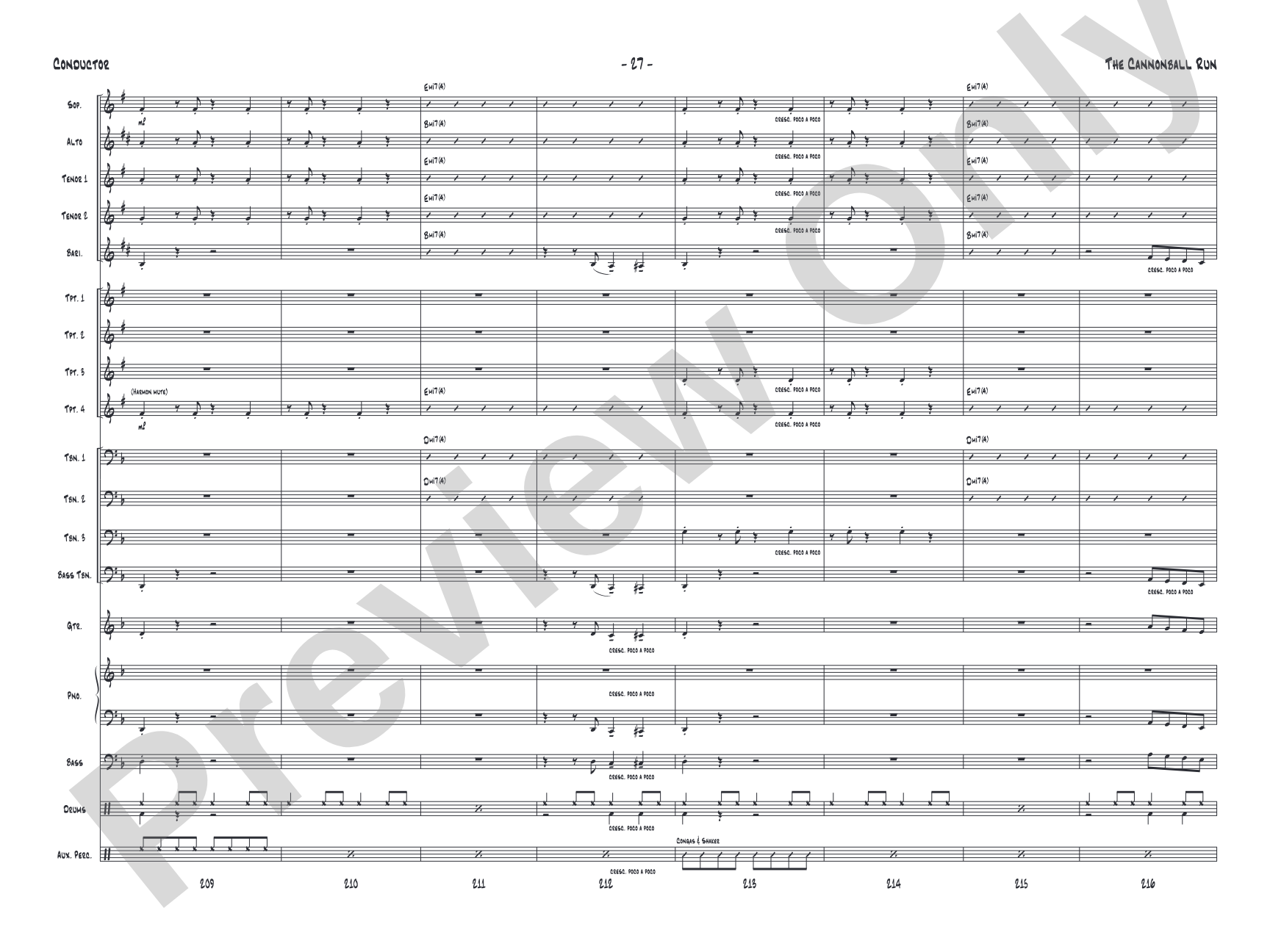 The Cannonball Run: Jazz Ensemble Conductor Score & Parts