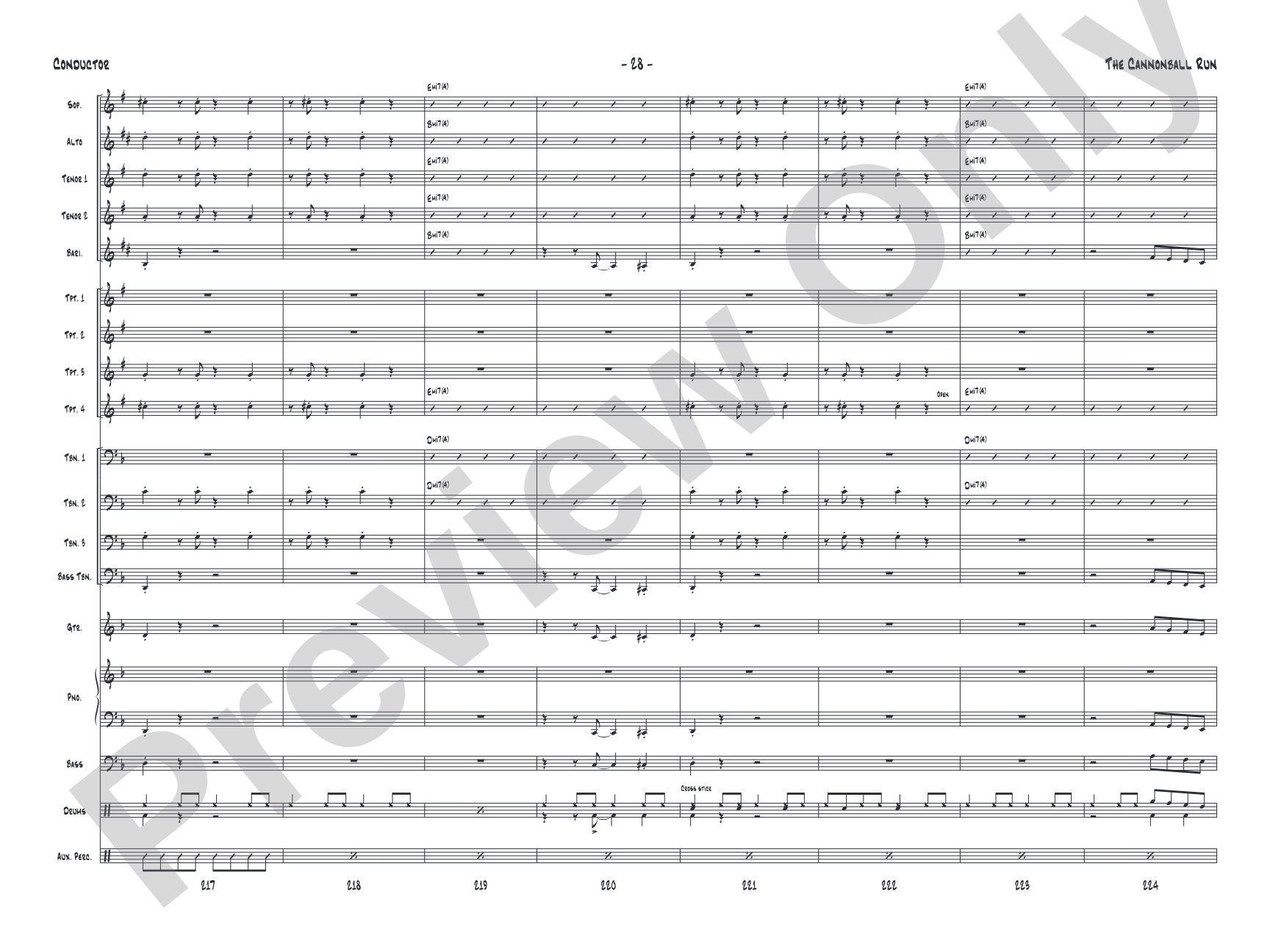 The Cannonball Run: Jazz Ensemble Conductor Score & Parts