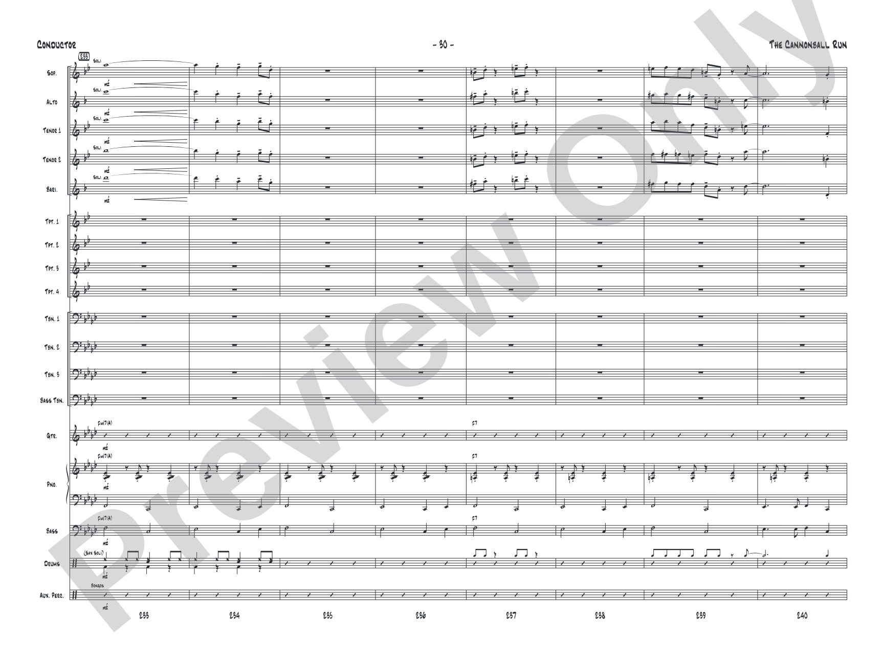 The Cannonball Run: Jazz Ensemble Conductor Score & Parts