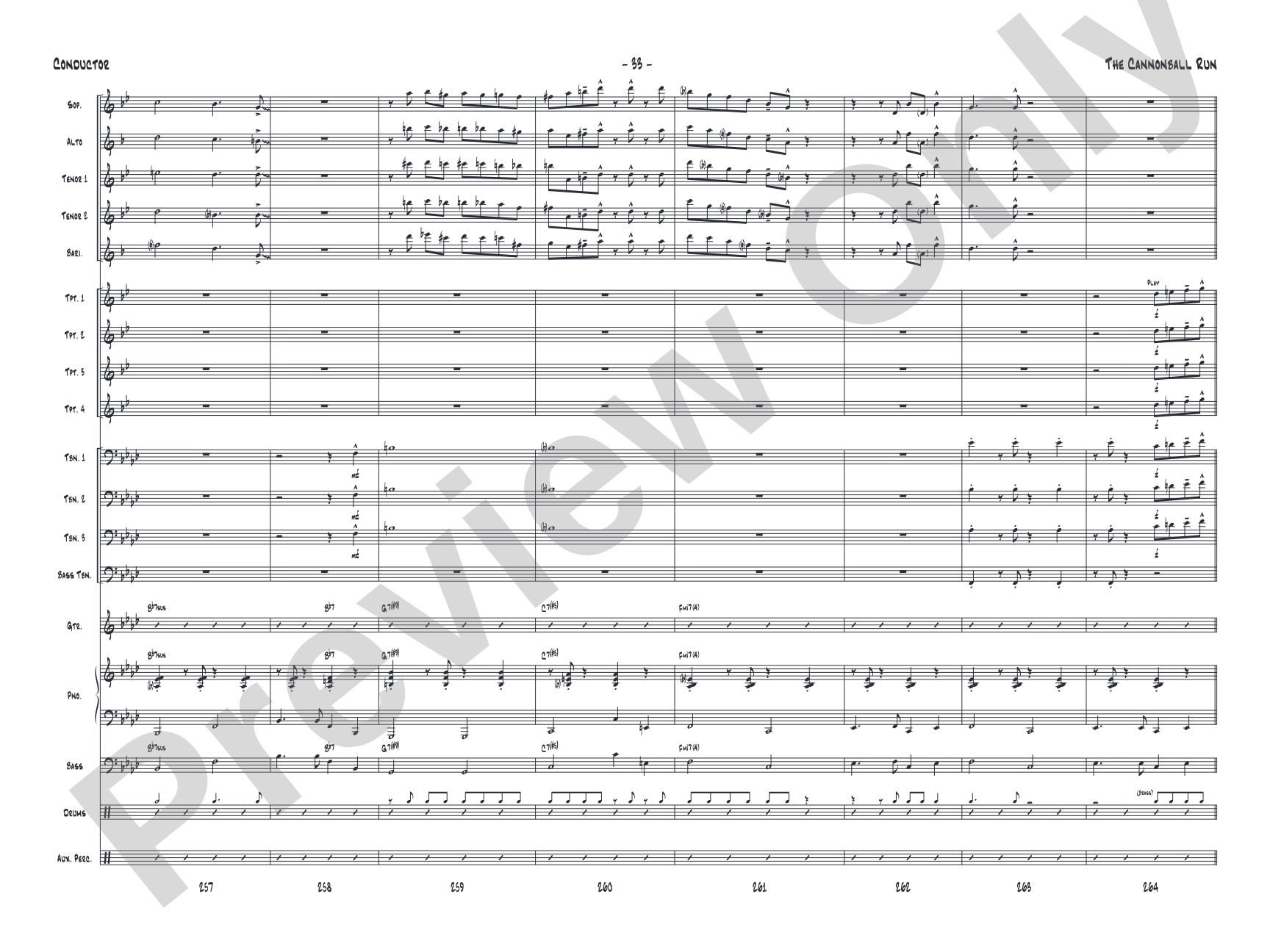 The Cannonball Run: Jazz Ensemble Conductor Score & Parts