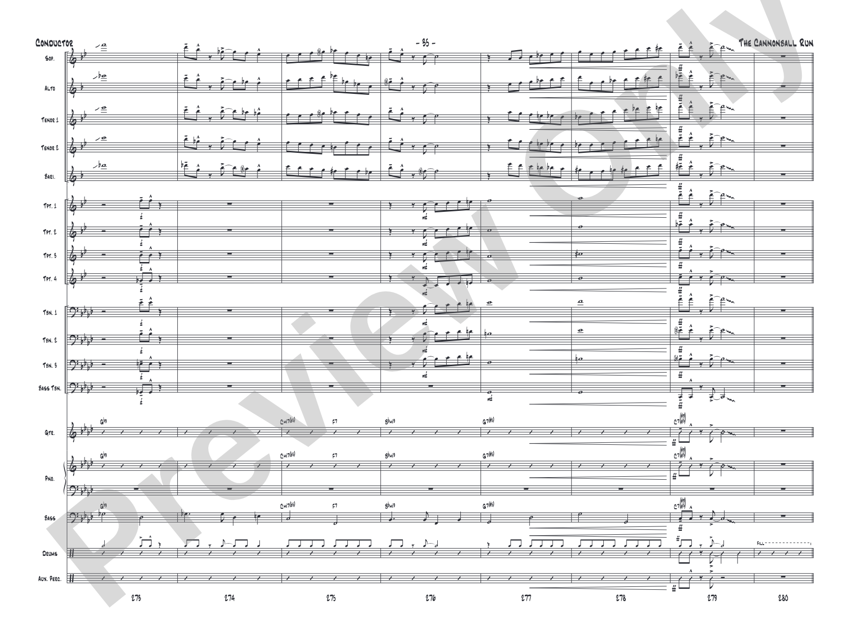 The Cannonball Run: Jazz Ensemble Conductor Score & Parts