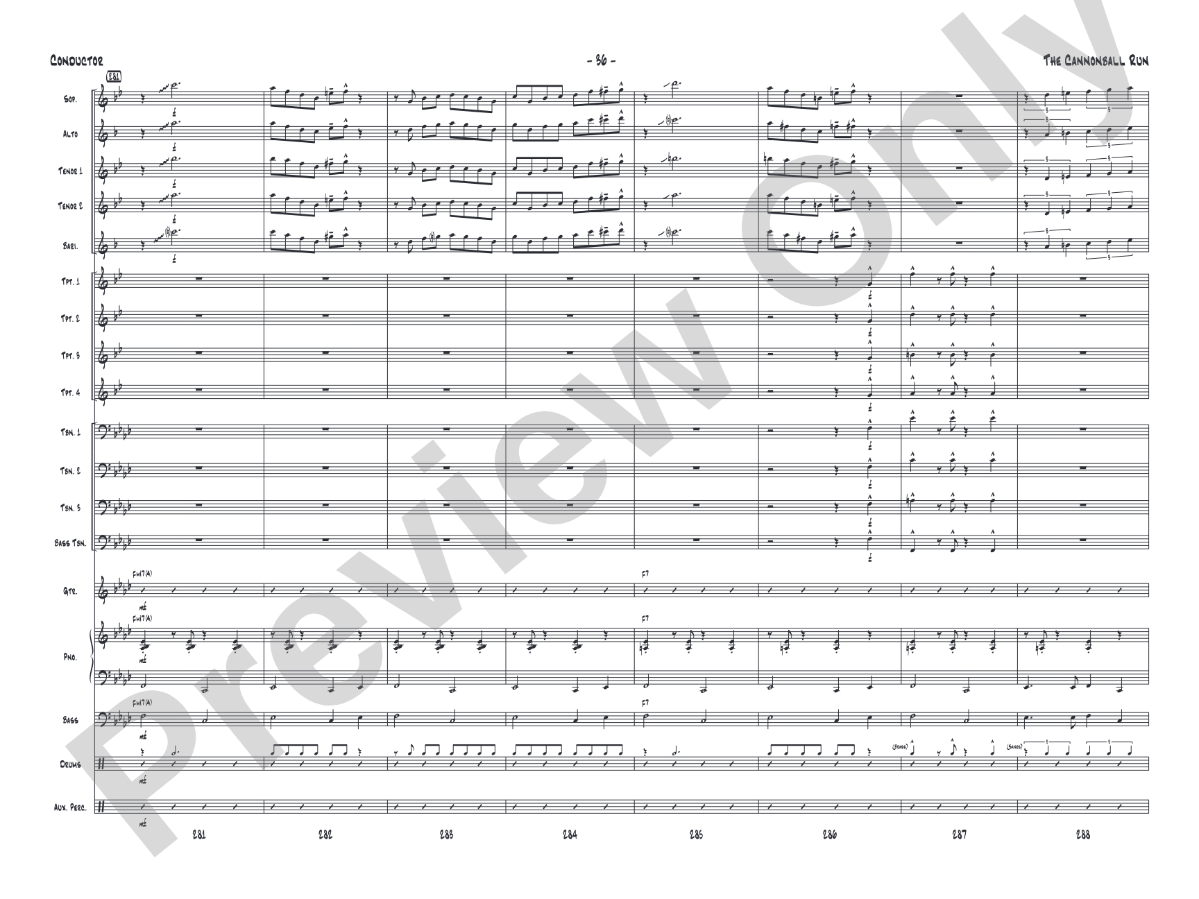 The Cannonball Run: Jazz Ensemble Conductor Score & Parts